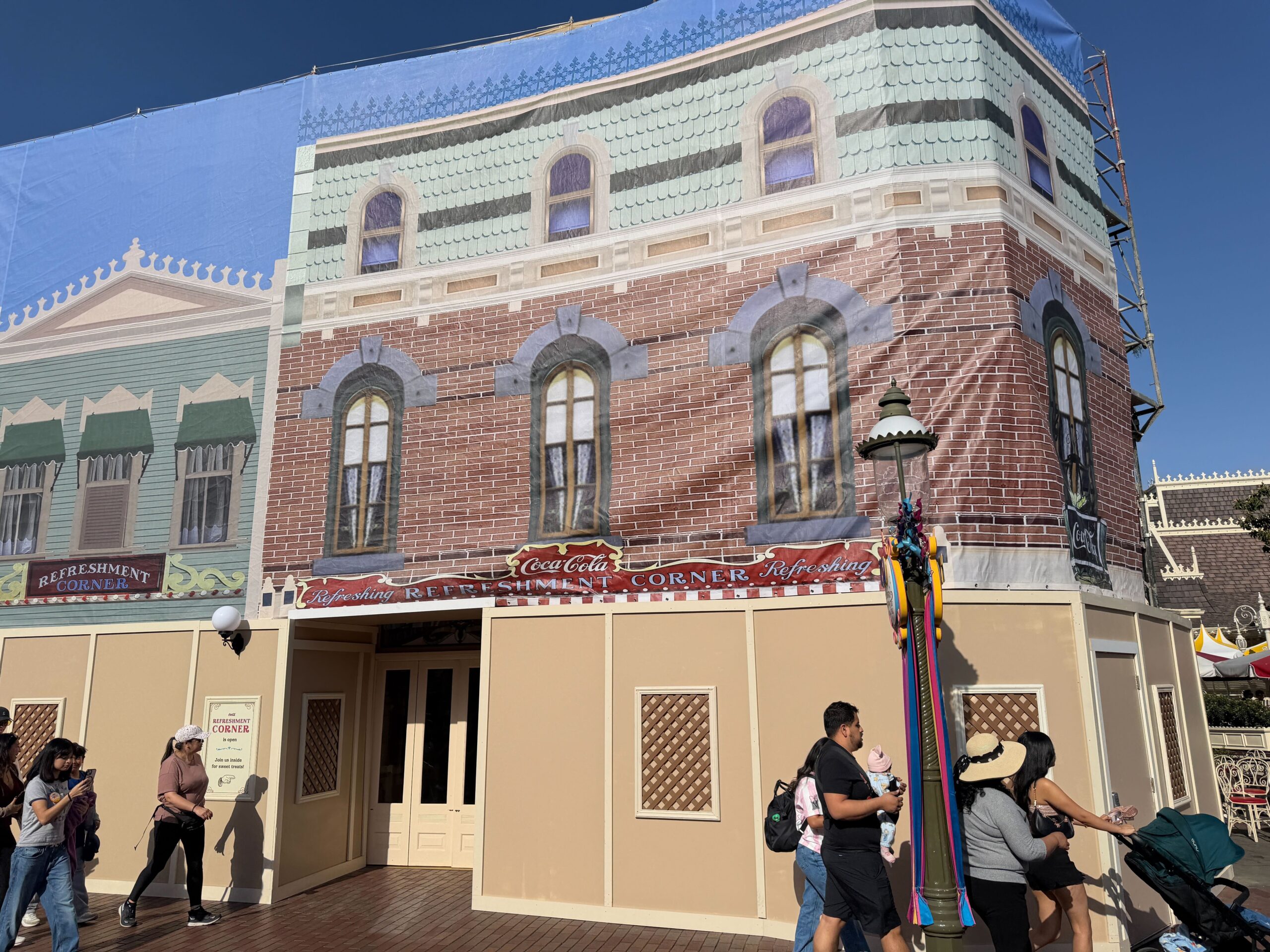 Coca-Cola Refreshment Corner Scrim & Scaffolding on Main Street, U.S.A., at Disneyland