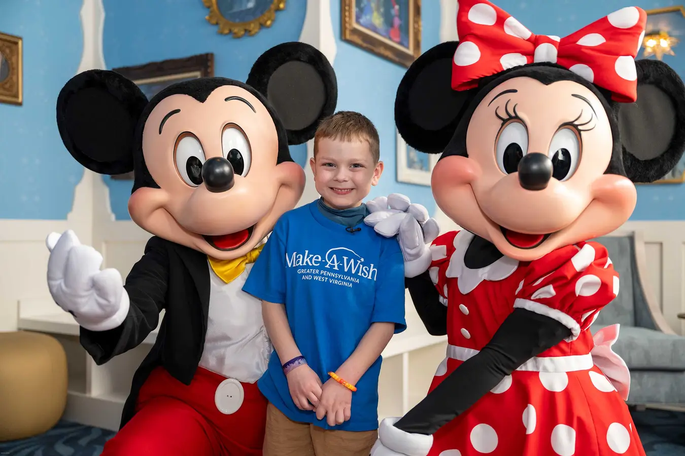During the rededication, Paxton was visiting during his Make-A-Wish trip and got to do a special visit with Mickey and Minnie.