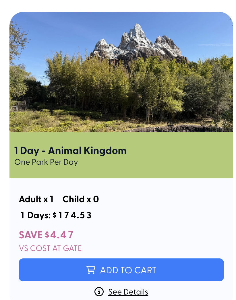 For example, here are the single adult ticket prices for January 22, 2027, on Unlocked Magic: