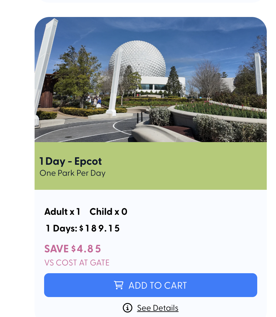 For example, here are the single adult ticket prices for January 22, 2027, on Unlocked Magic: