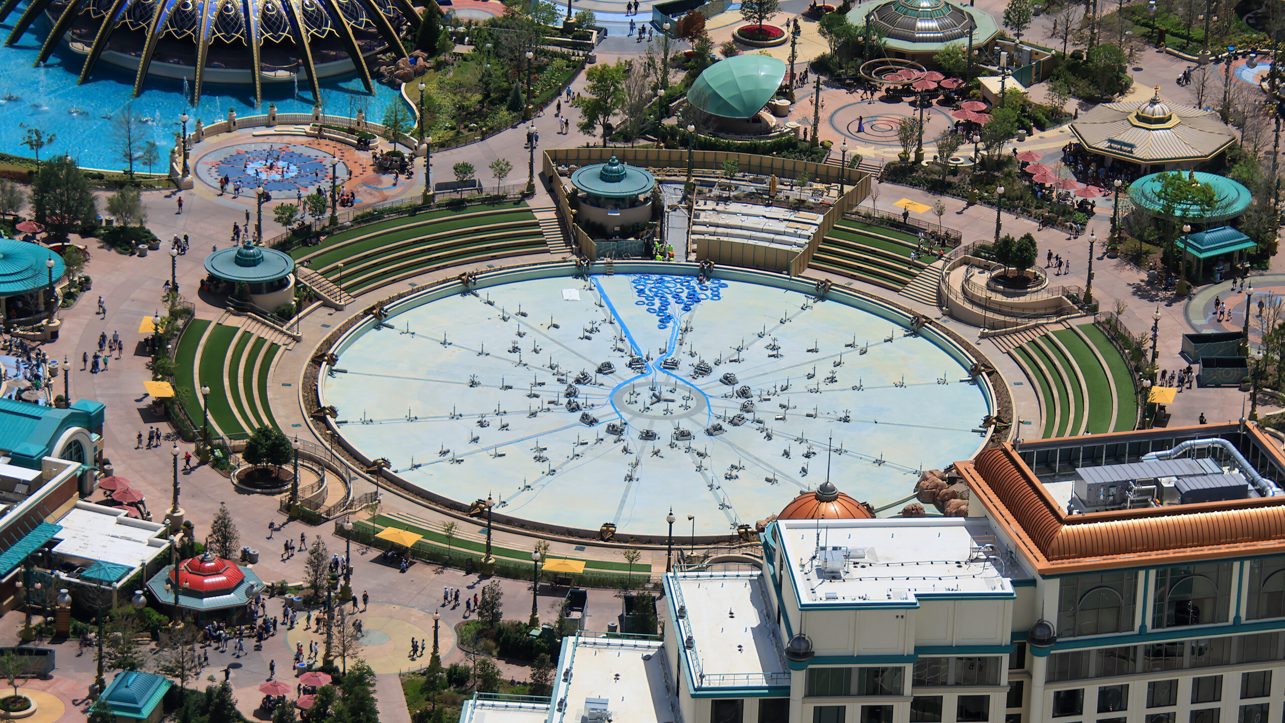 Epic Universe Drains Celestial Park Fountain for Possible Show Upgrades, Aerial Photos Reveal