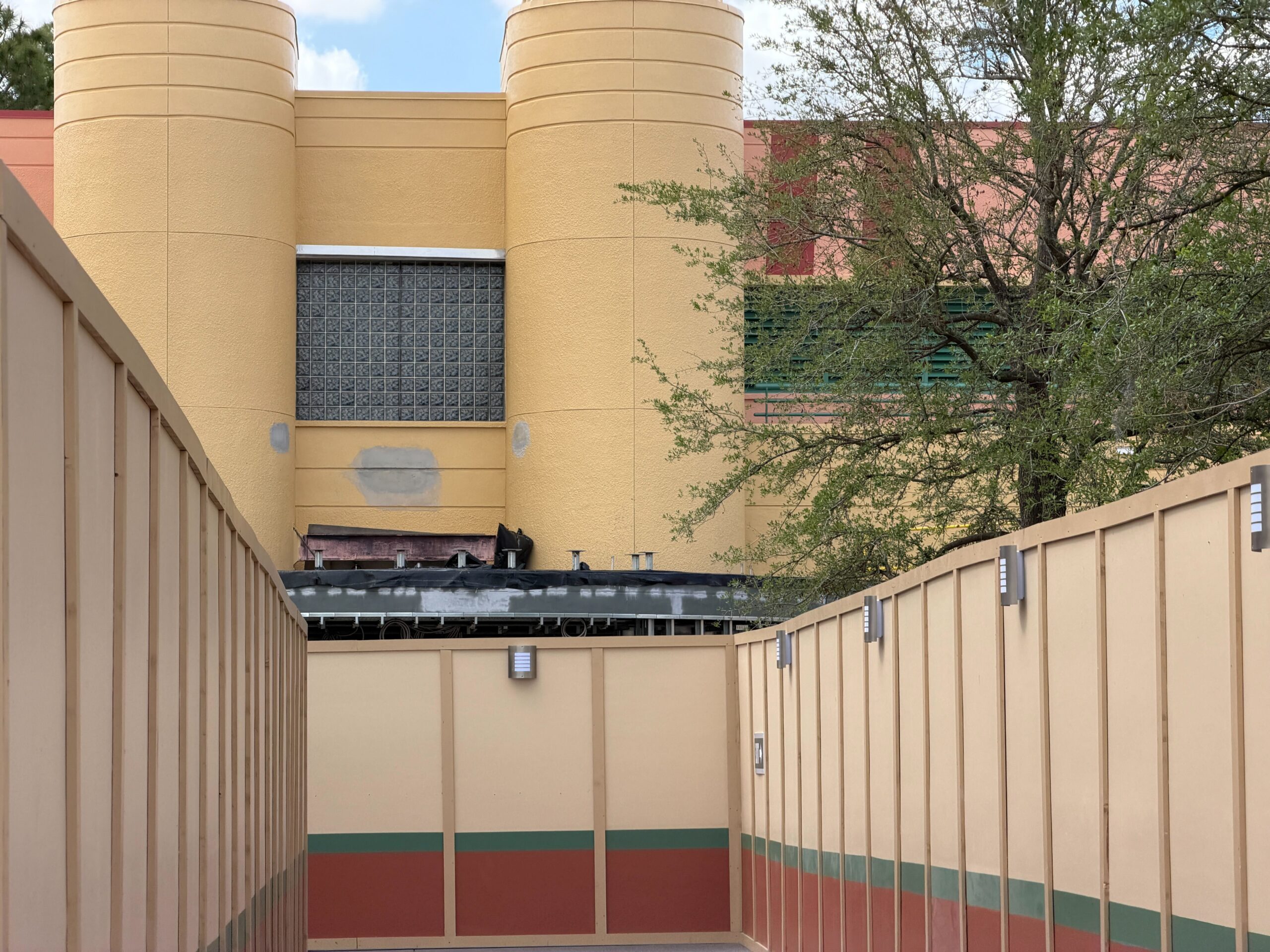In the above photo, which one of our reporters took yesterday, we can see that there has been patchwork done on the wall behind the marquee as well.