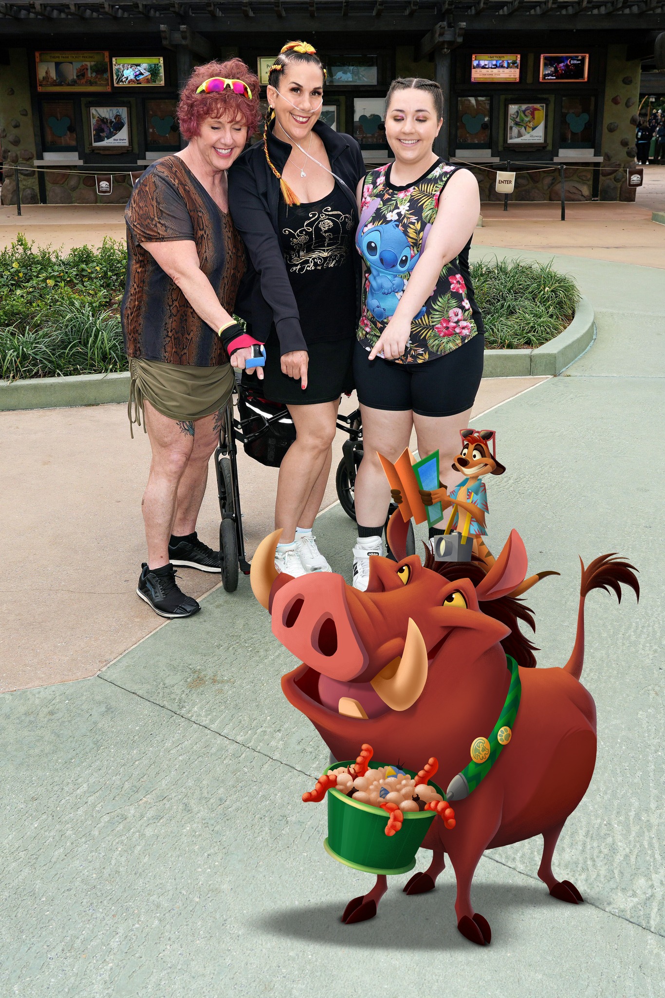 Timon and Pumbaa photo op in Disney's Animal Kingdom