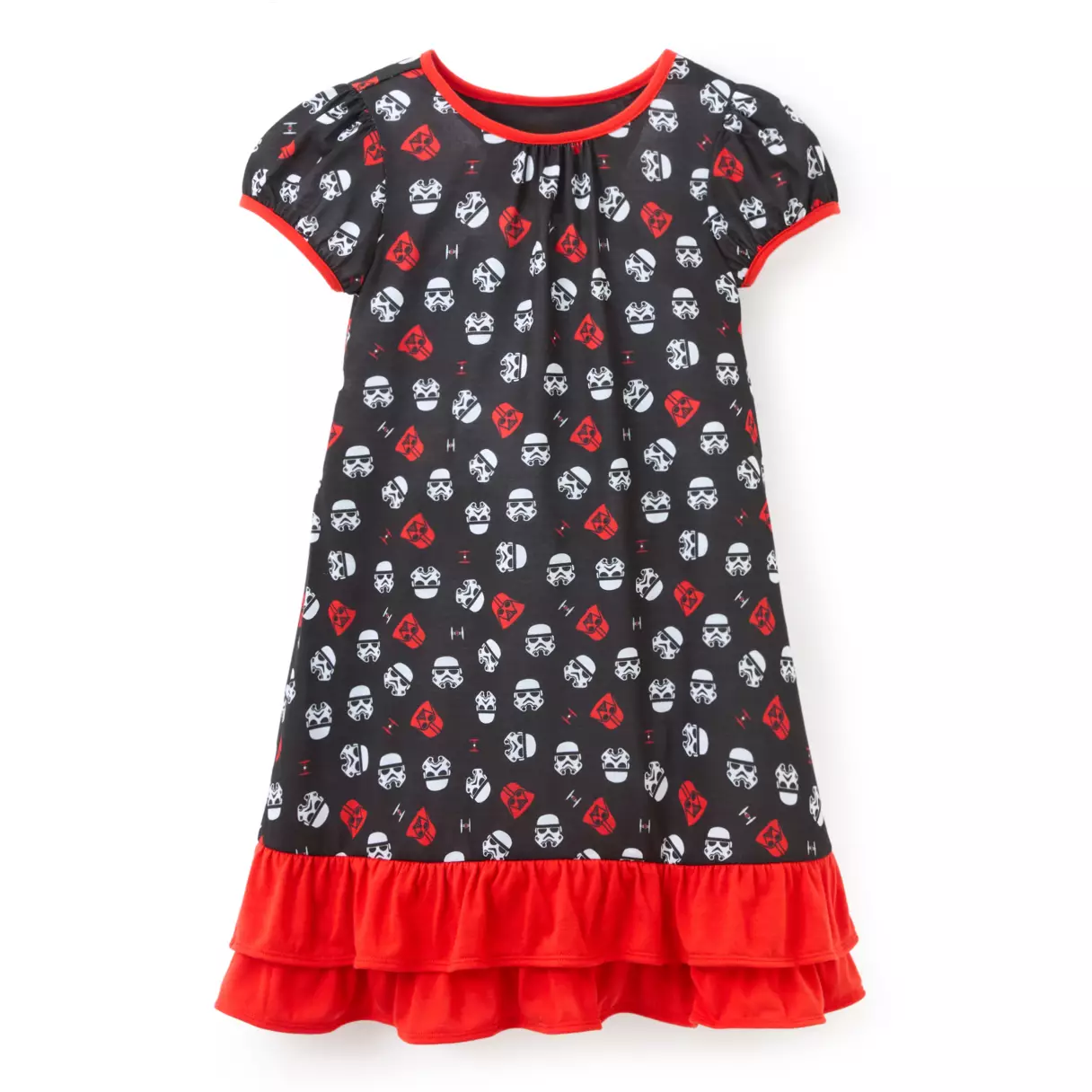 With two red ruffles at the bottom, this nightshirt has the same pattern as the shorts and lounge pants above.