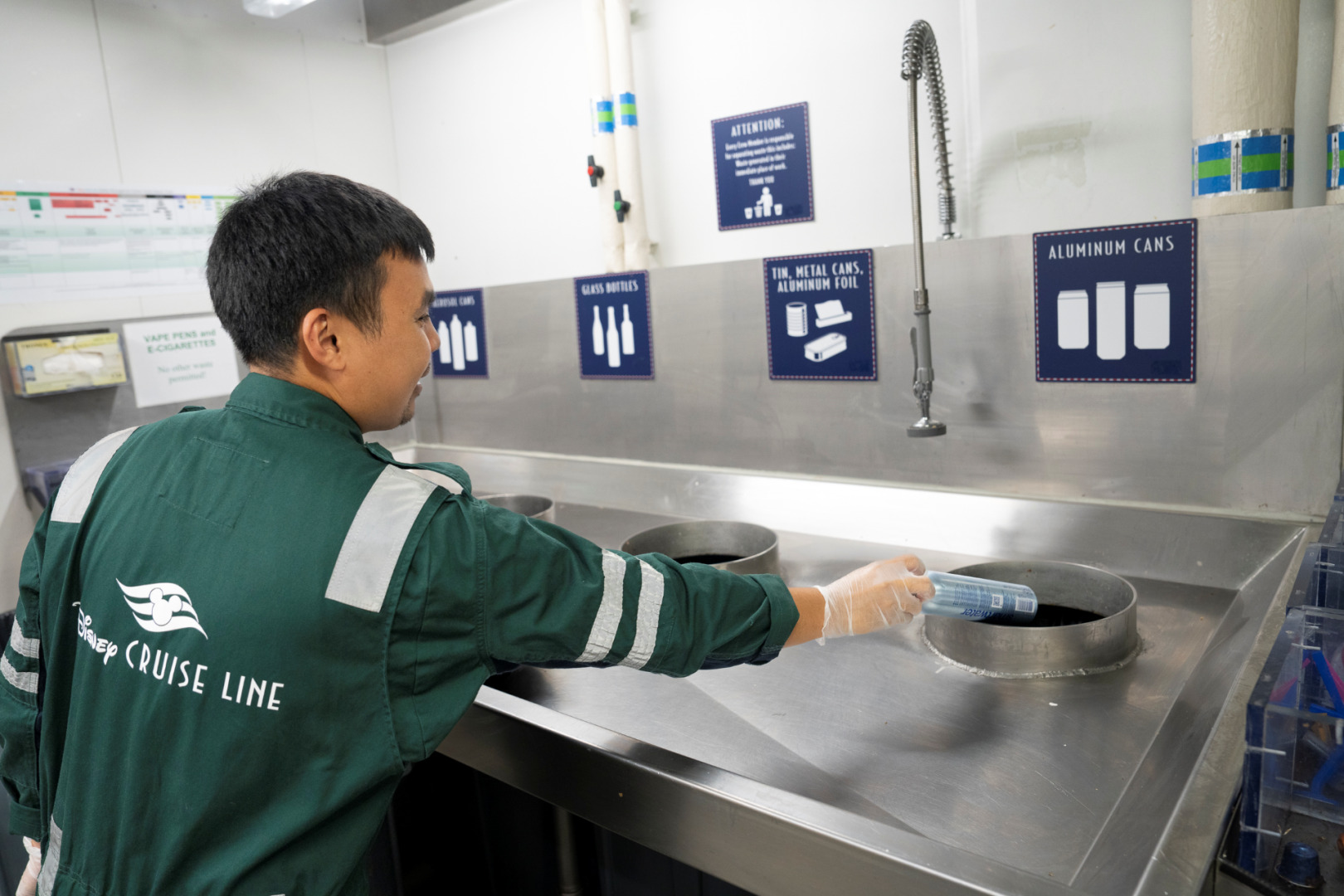 Recycling room aboard Disney Destiny