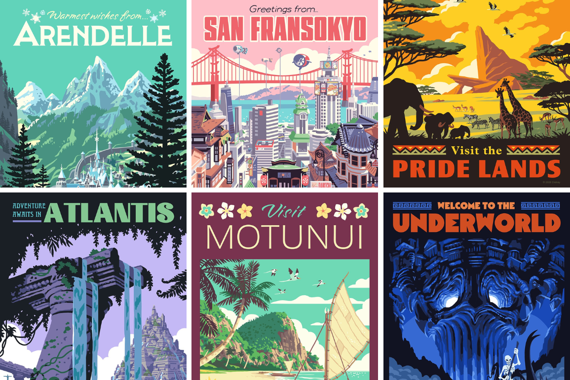 Disney Shares Travel Poster Art of Popular Movie Locations