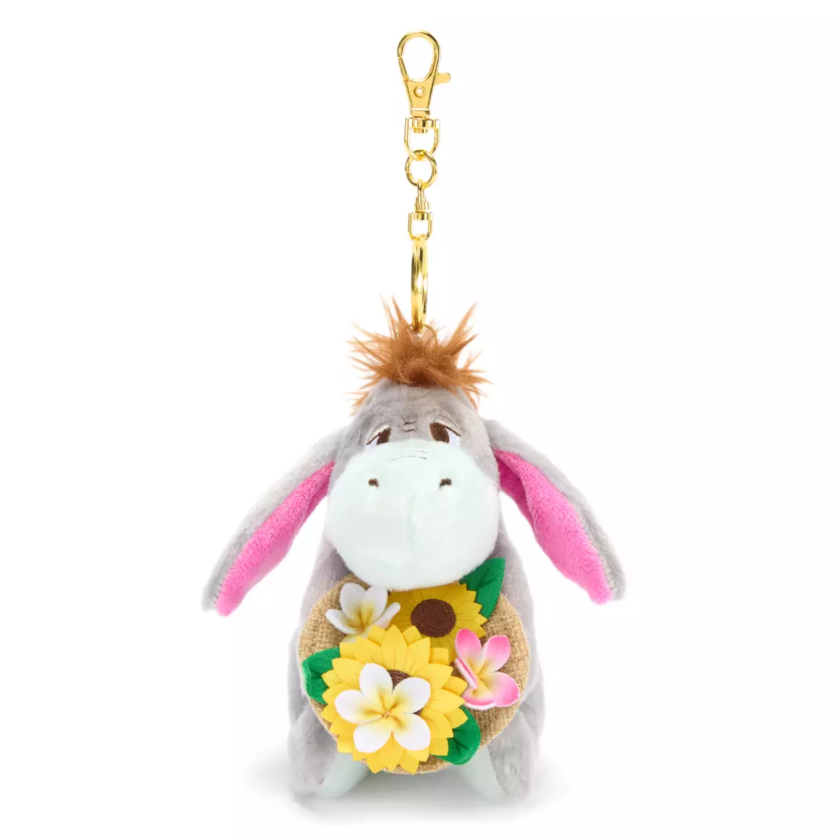 Front of Eeyore Keychain 5" Summertime Plush.