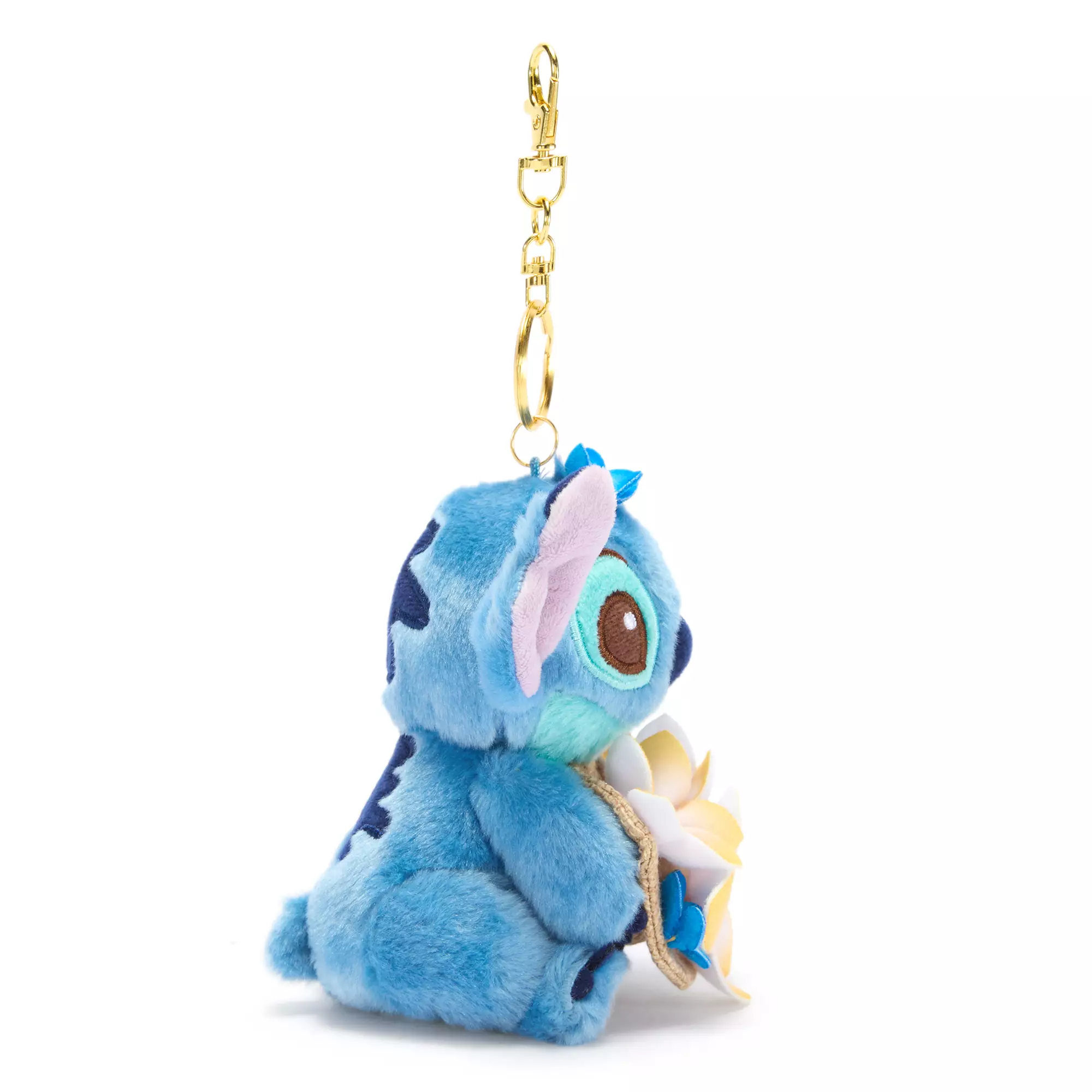 Side of Stitch Keychain 5" Summertime Plush.