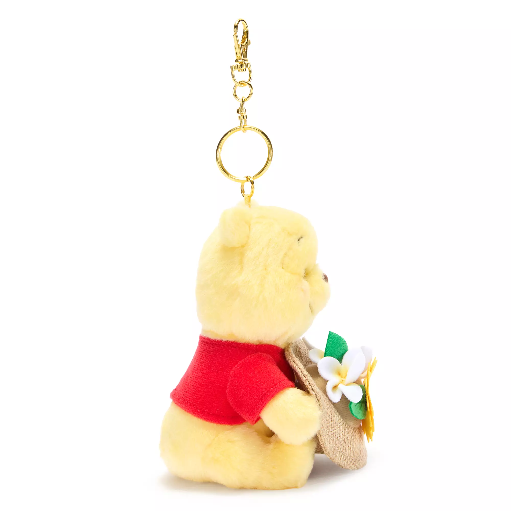 Side of Winnie the Pooh Keychain 5" Summertime Plush.