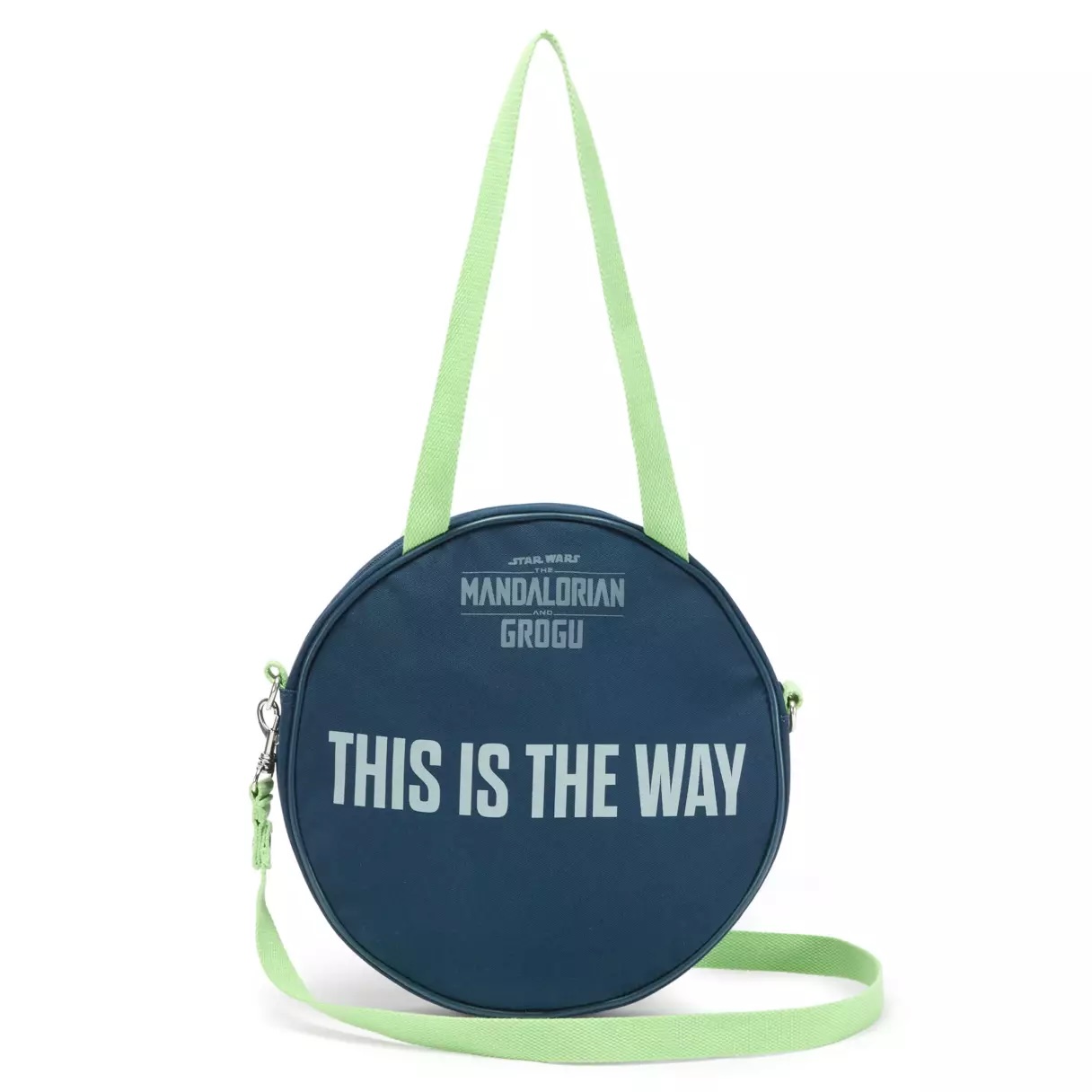 The Grogu tote is also 100% cotton and about the same size. It has two shoulder straps and a detachable shoulder strap. Screen art of Grogu is on the front with puff print details.