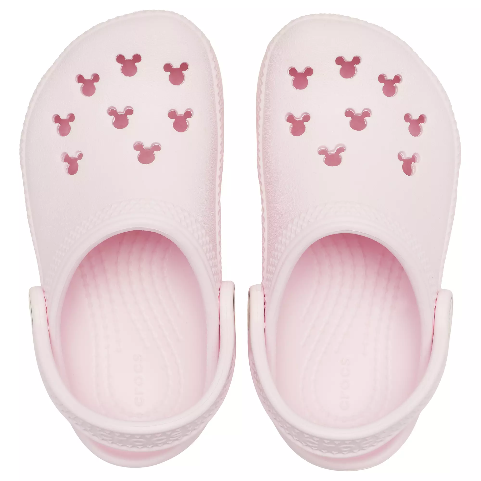 Top-down view of the Pink Crocs Mickey Icon Kids' Clogs.