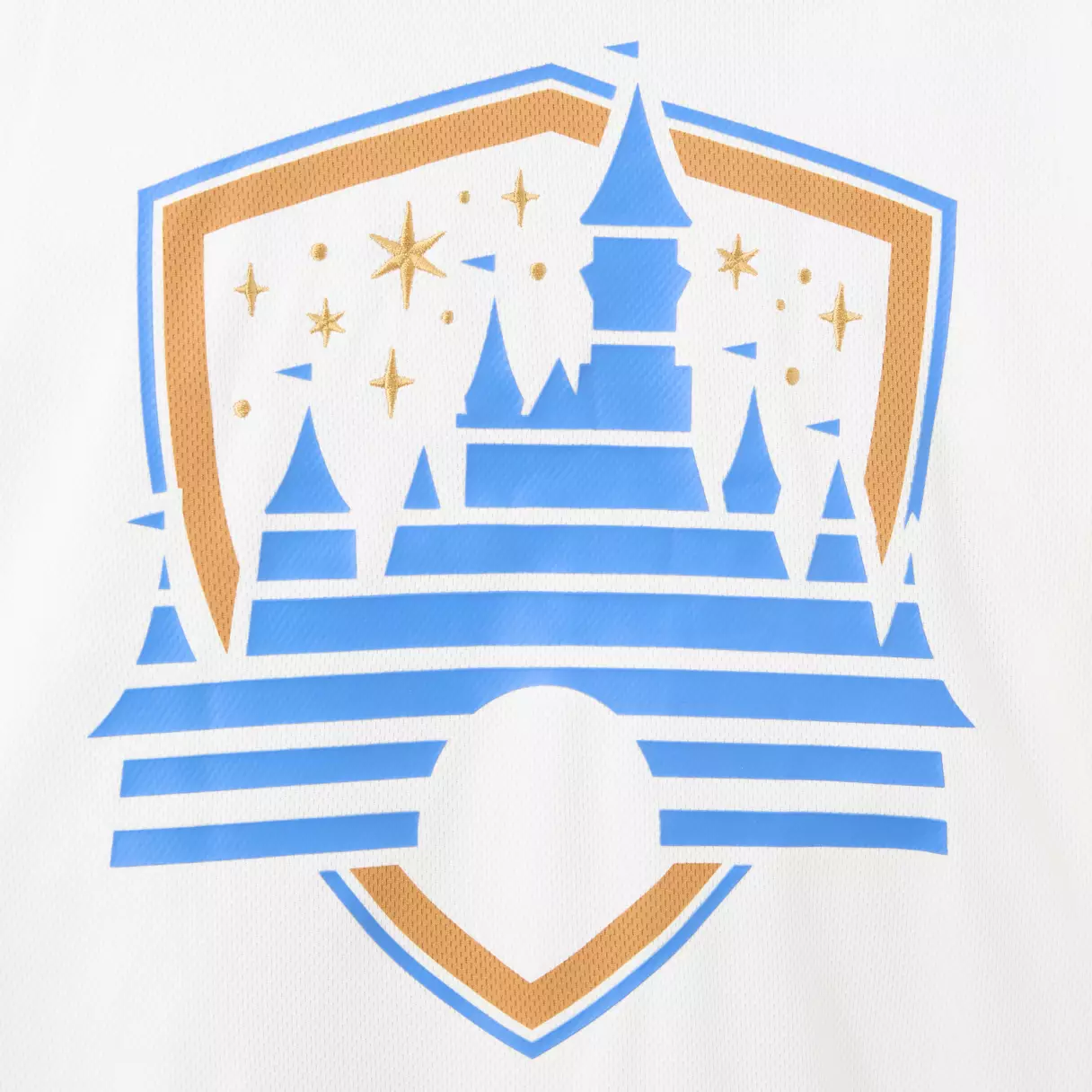 Close-up of front of Walt Disney Pictures Hockey Pullover Hoodie.