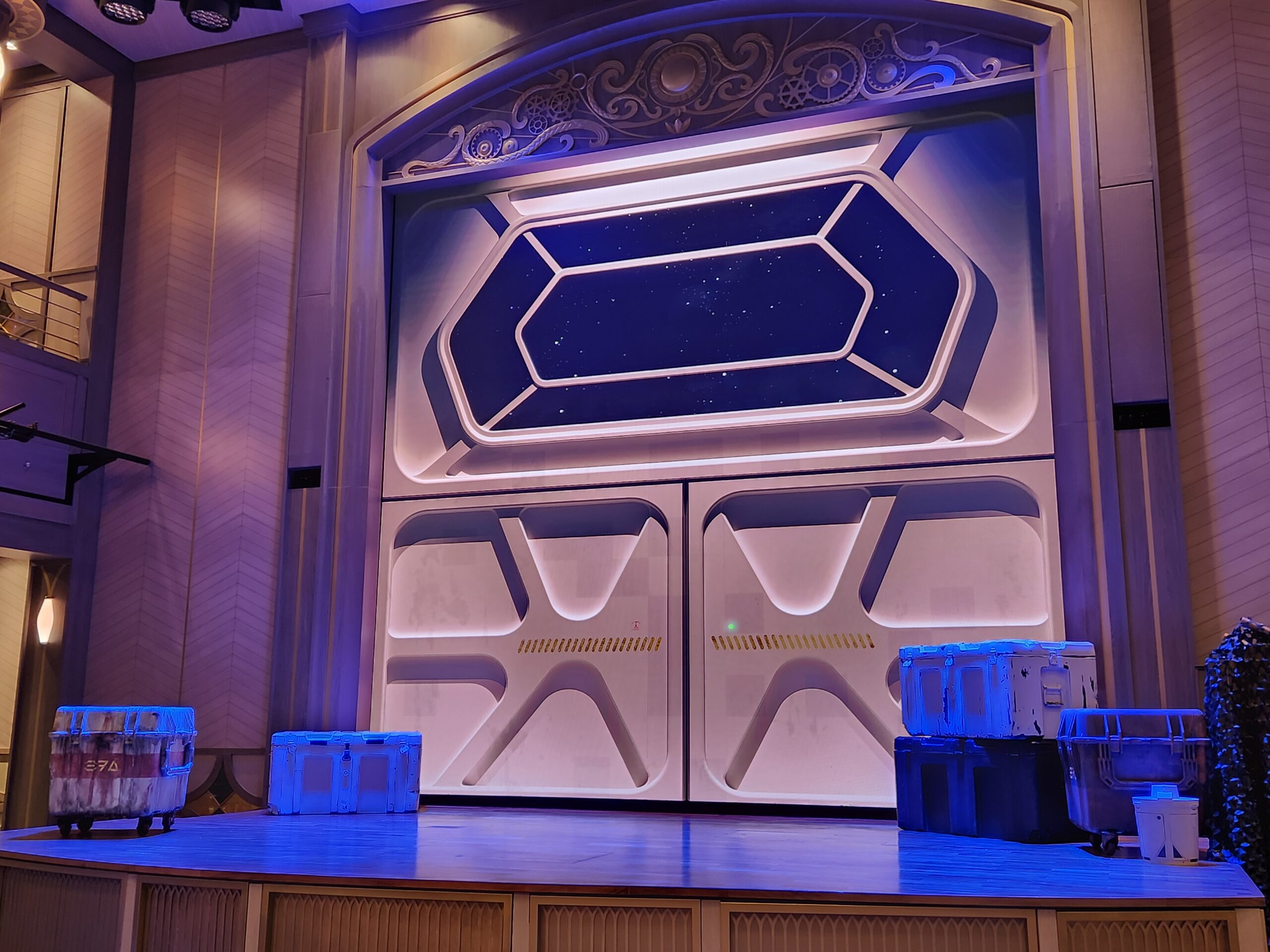 Luna Lounge on the Disney Wish, decorated for the BDX droids.