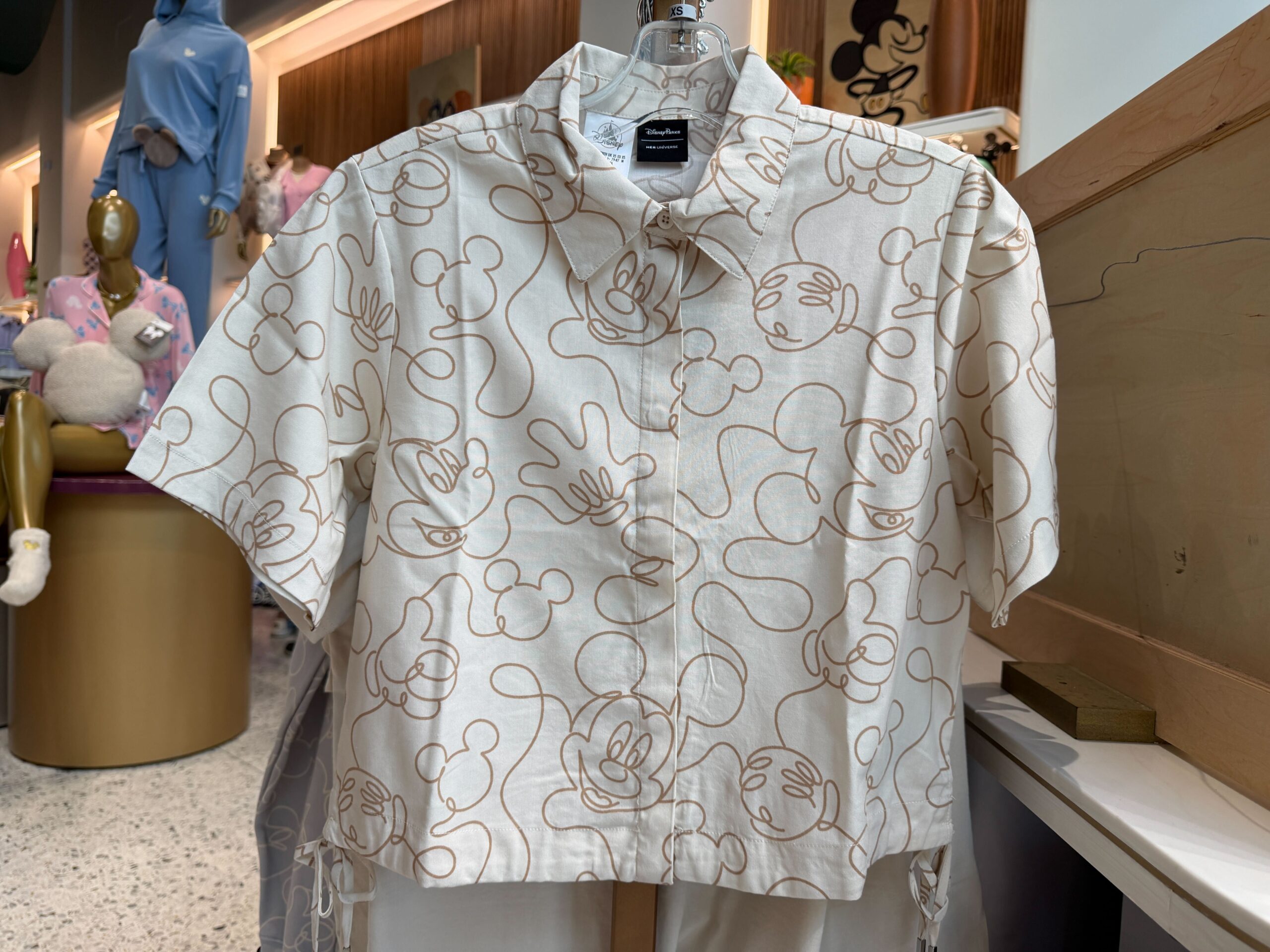 Front of Mickey Outline Collared Shirt.