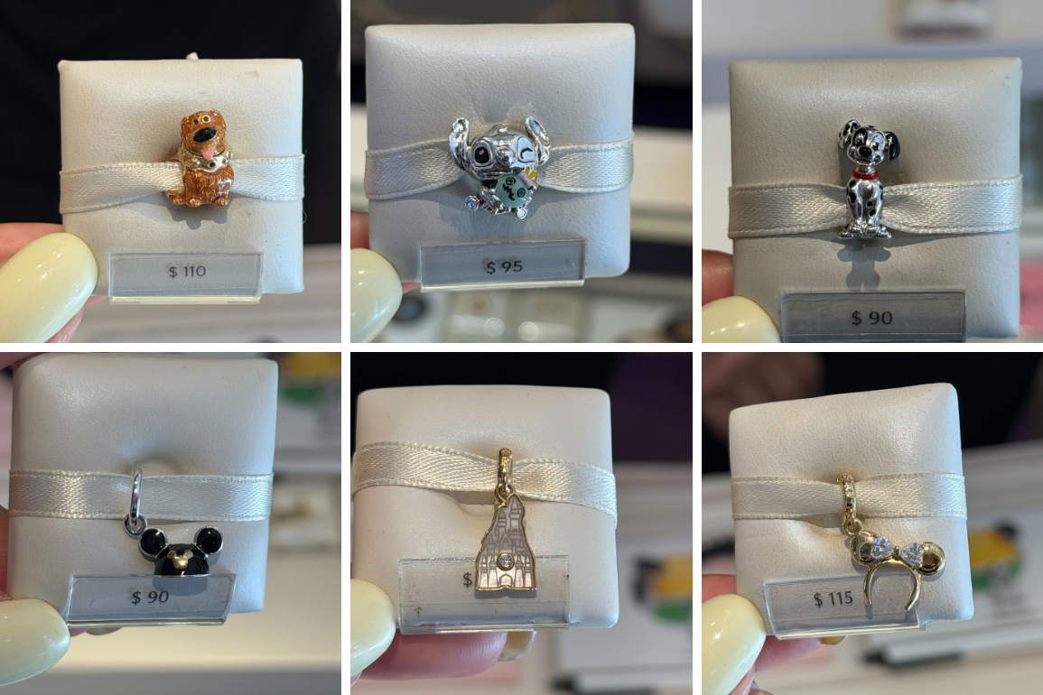 Pandora charms featuring Disney dogs, castles, and more now available at the Disneyland Resort.