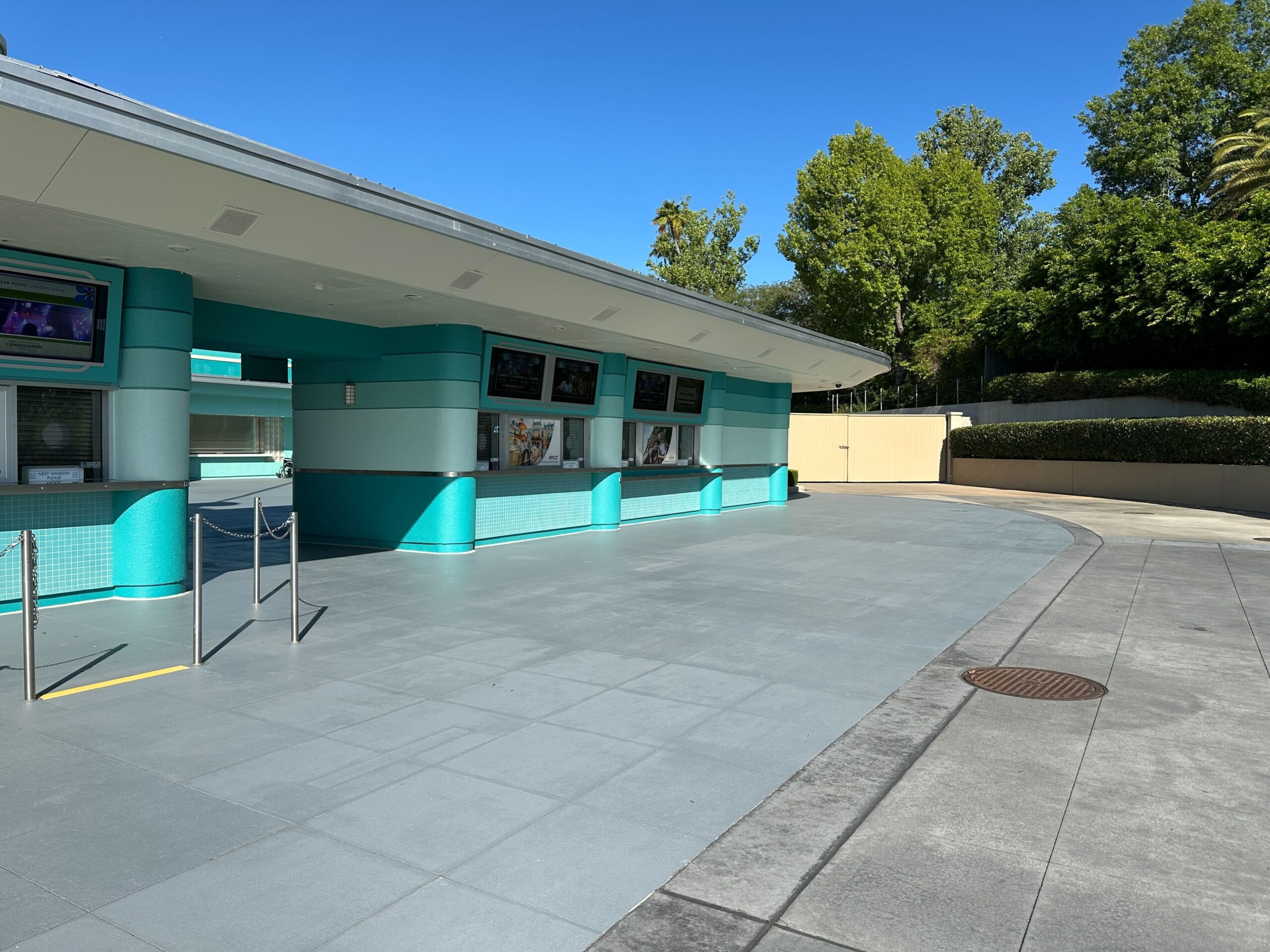Repainting has taken place only around the ticket booths so far. The area in the front, sides, and back has been repainted. But the other areas, like the entry touch points, have not been repainted as of yet. We don't know if they will be done next or if this was a one-off project.