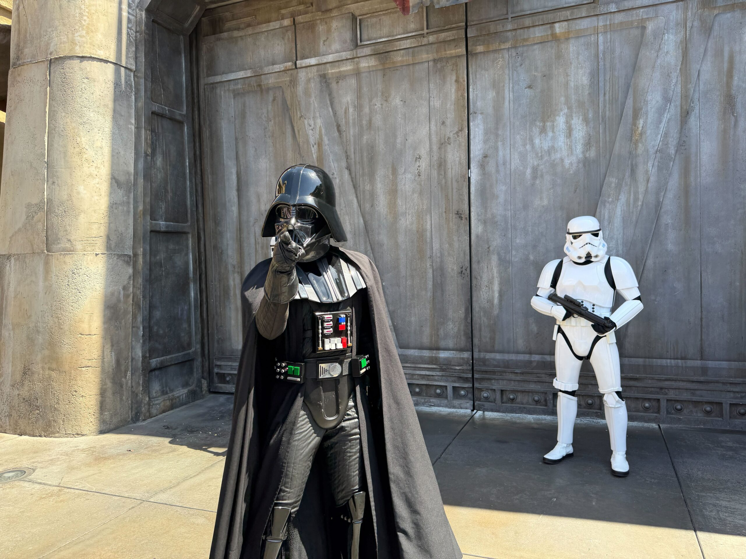 Darth Vader meet and greet in Original Trilogy Area in Star Wars: Galaxy's Edge in Disneyland