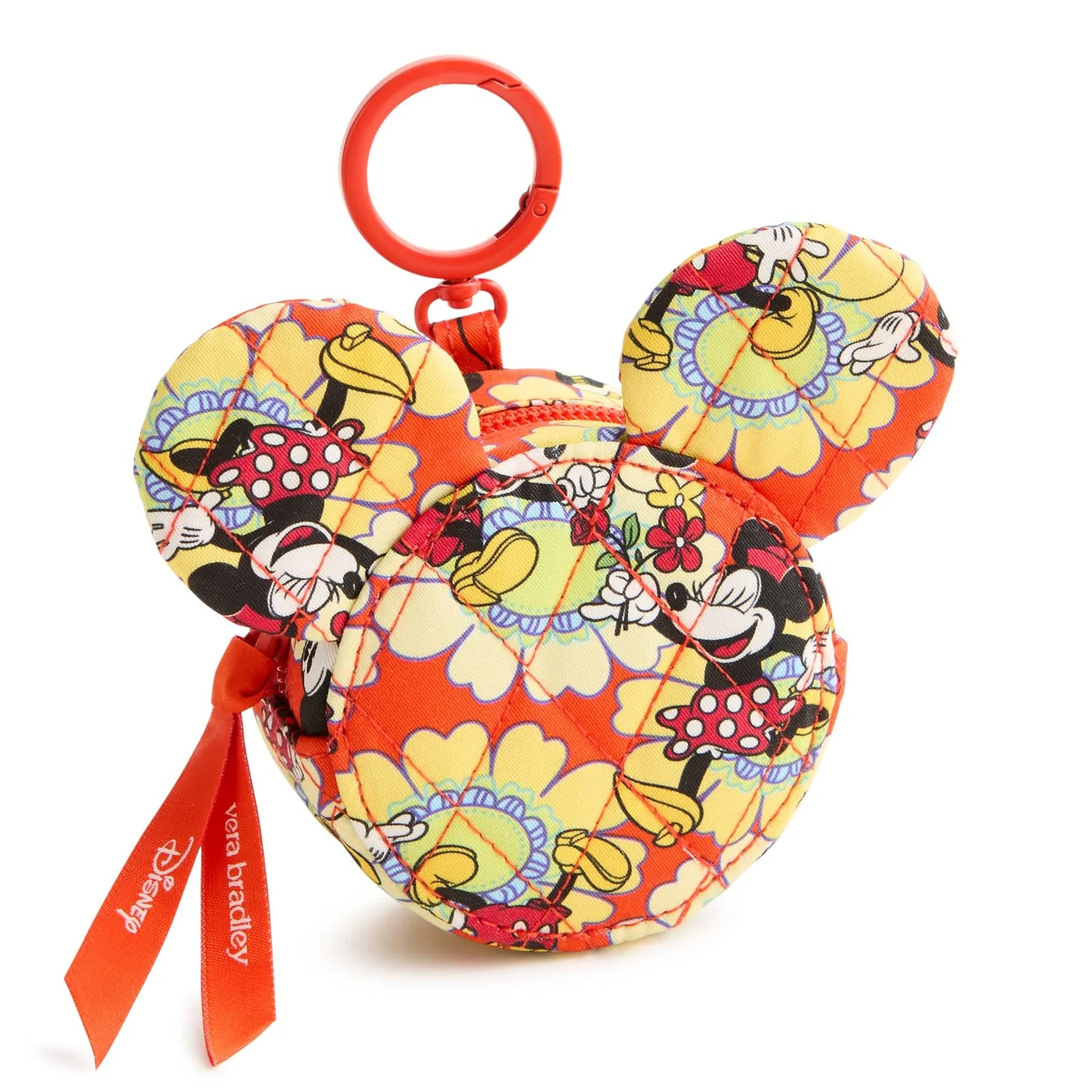 In the shape of Mickey's head, this earbud pouch is in the same pattern as the wristlet set above. Two, round fabric ears come off of the top of the case.