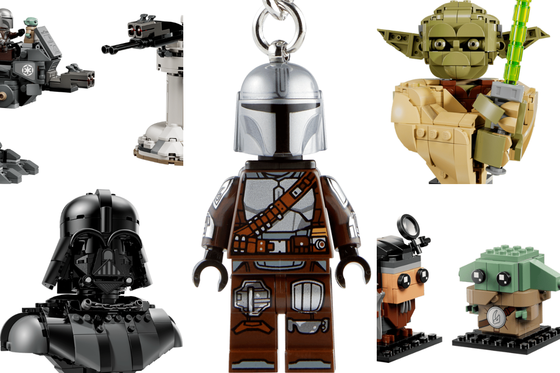 LEGO Yoda and Darth Vader Busts, Grogu and Friends, AT-RT, and Mando Mini Figure Keychain Now Available Online