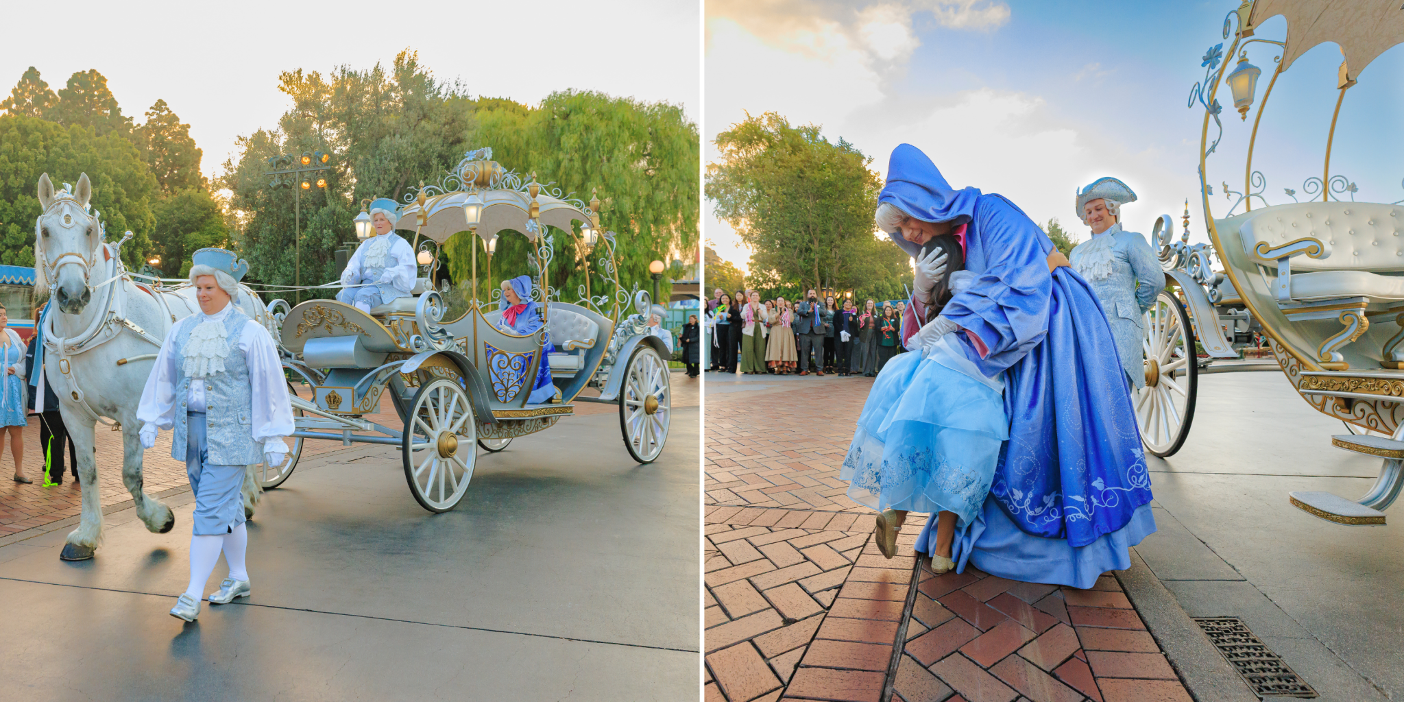 Fairy Godmother and Lilo with Cinderella's royal carriage.
