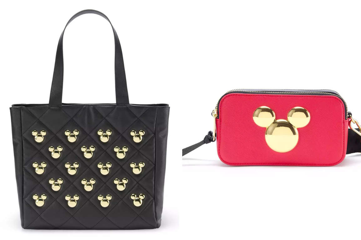 Styling The Mouse With a Black and Gold Mickey Tote Bag and Red Belt Bag Now Online