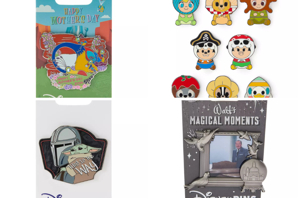 Walt’s Magical Moments, Mando and Grogu, Kevin Mother’s Day Pin, Mini Mix-It Mystery Pins Now Available Online