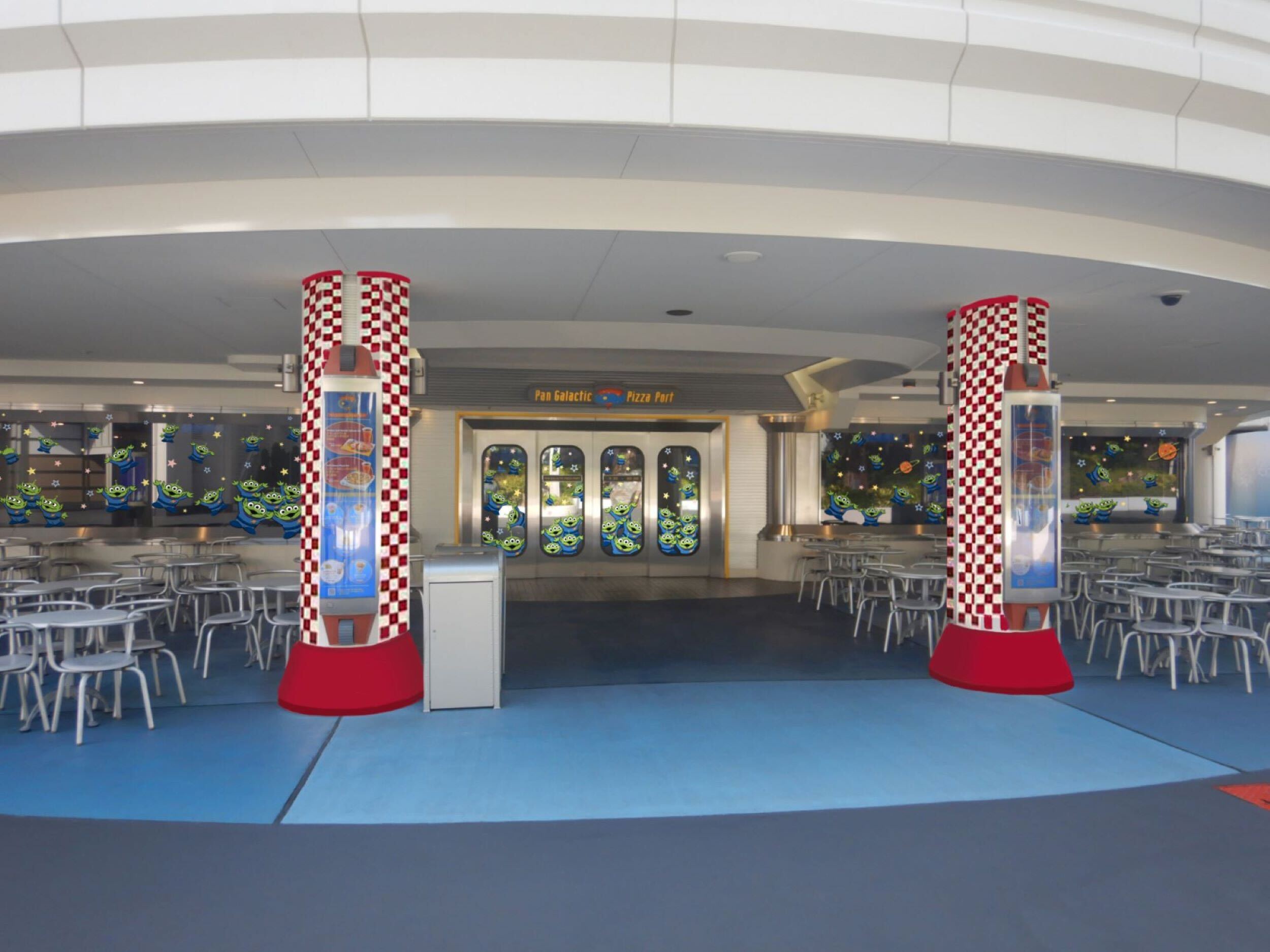 Pan Galactic Pizza Port in Tokyo Disneyland will have Pizza Planet-inspired decorations, as well as themed menu items. The pepperoni pizza will come in unique boxes with the Pizza Planet logo and will be topped with star-shaped cheese slices.