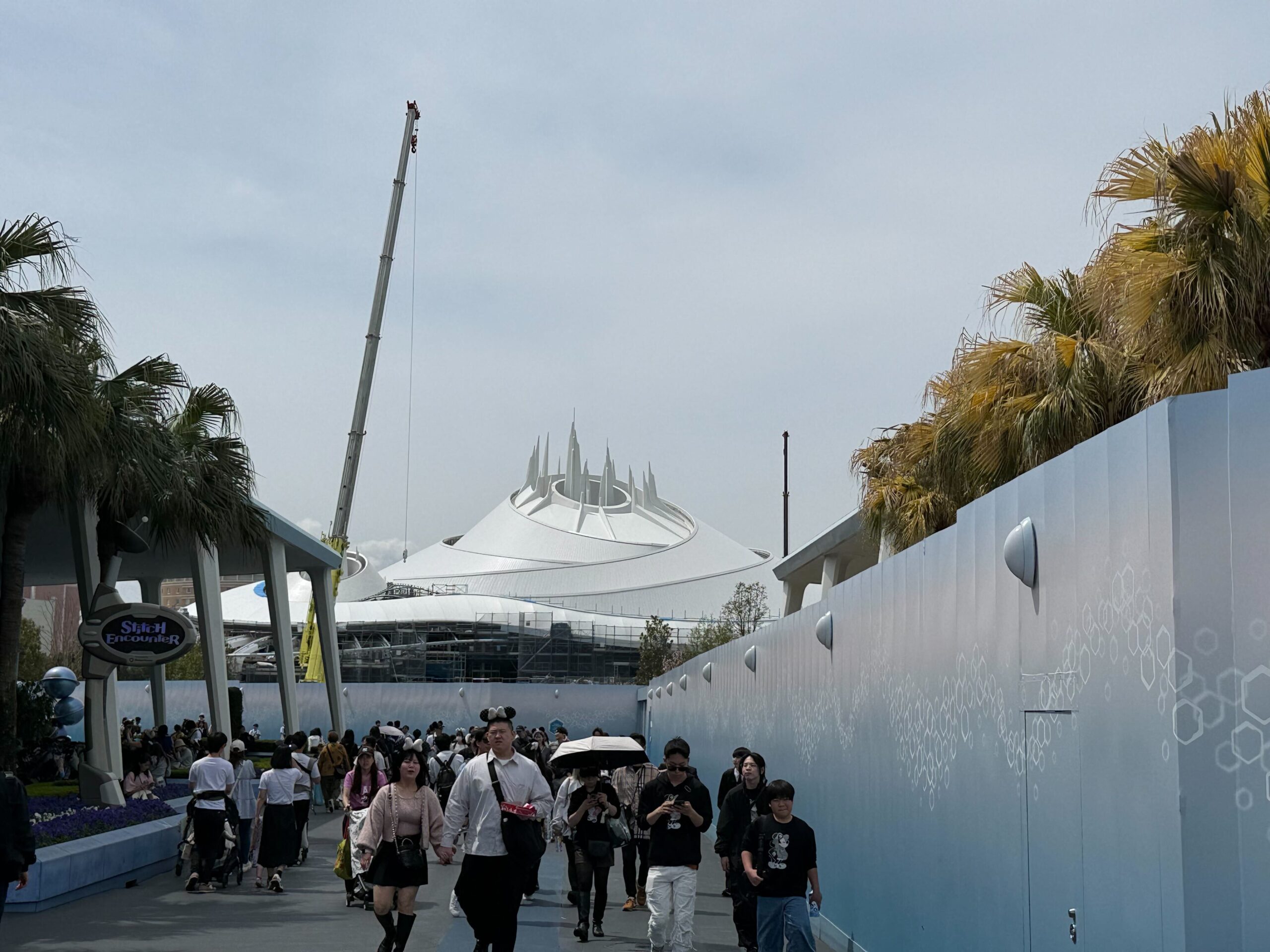 Scaffolding has come down around the brand-new Space Mountain at Tokyo Disney Resort, which is under construction and set to open in 2027.