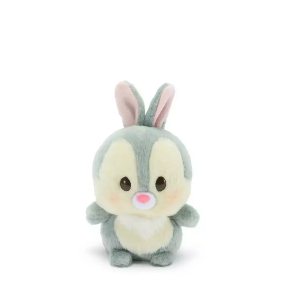 Thumper looks identical to Miss Bunny but his fur is grey instead of yellow and he does not have a flower by his ear.