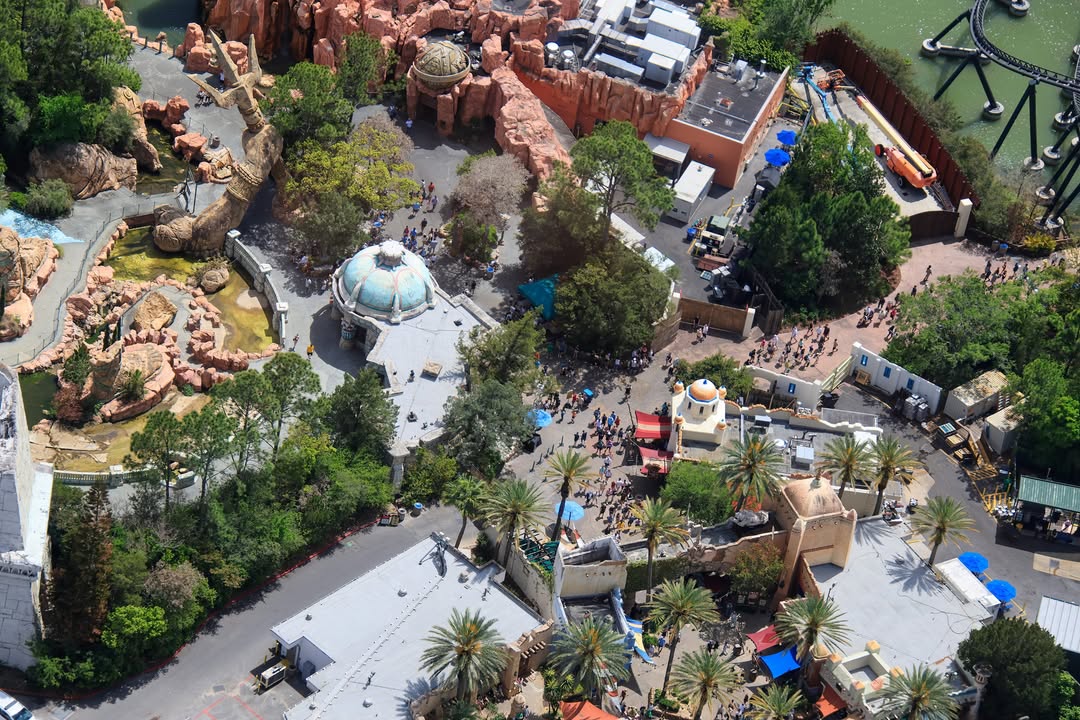 Aerial photographer @bioreconstruct shared views of the Lost Continent land at Universal Islands of Adventure, which will soon go through significant construction as Universal brings new attractions to the park.