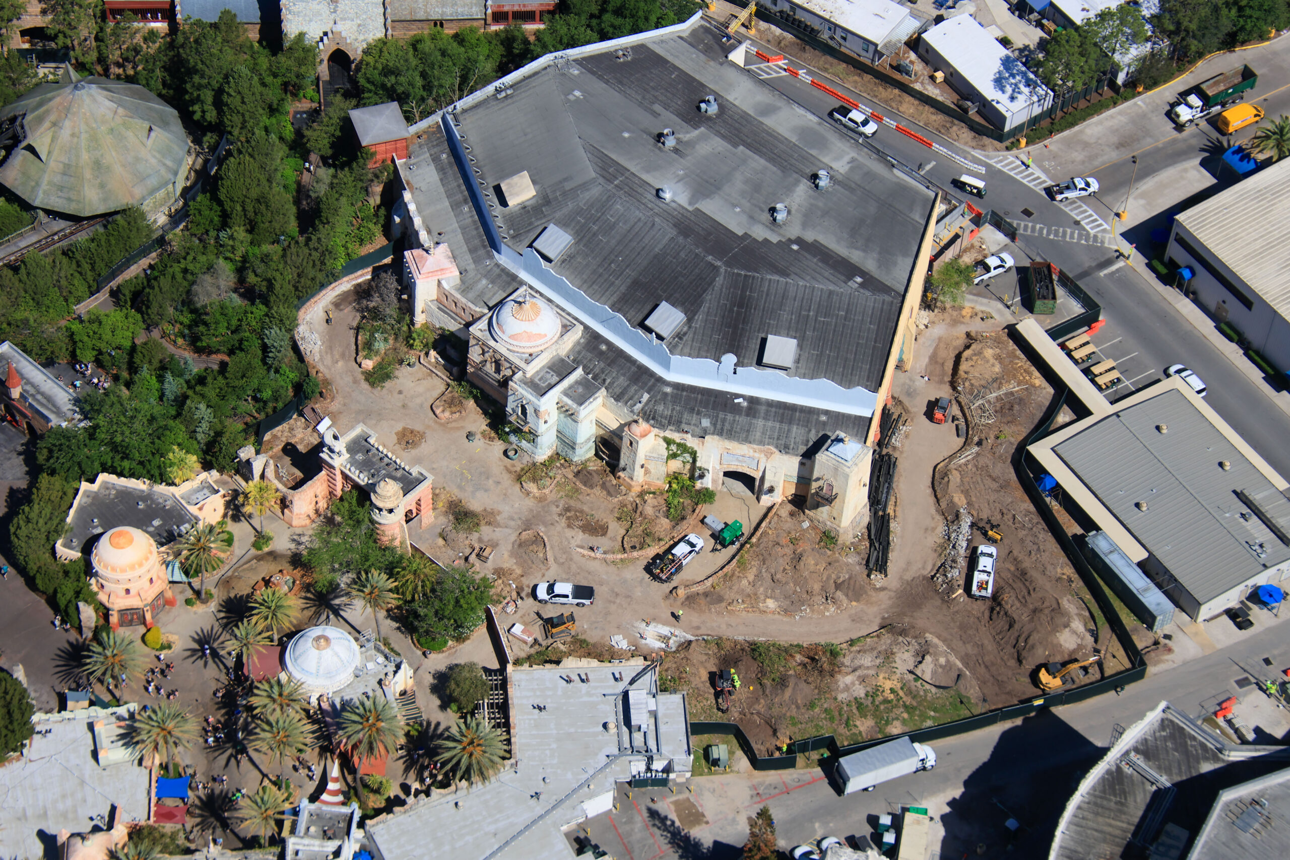 Demolition Begins Outside Former Sindbad Theater in Lost Continent at Universal Islands of Adventure
