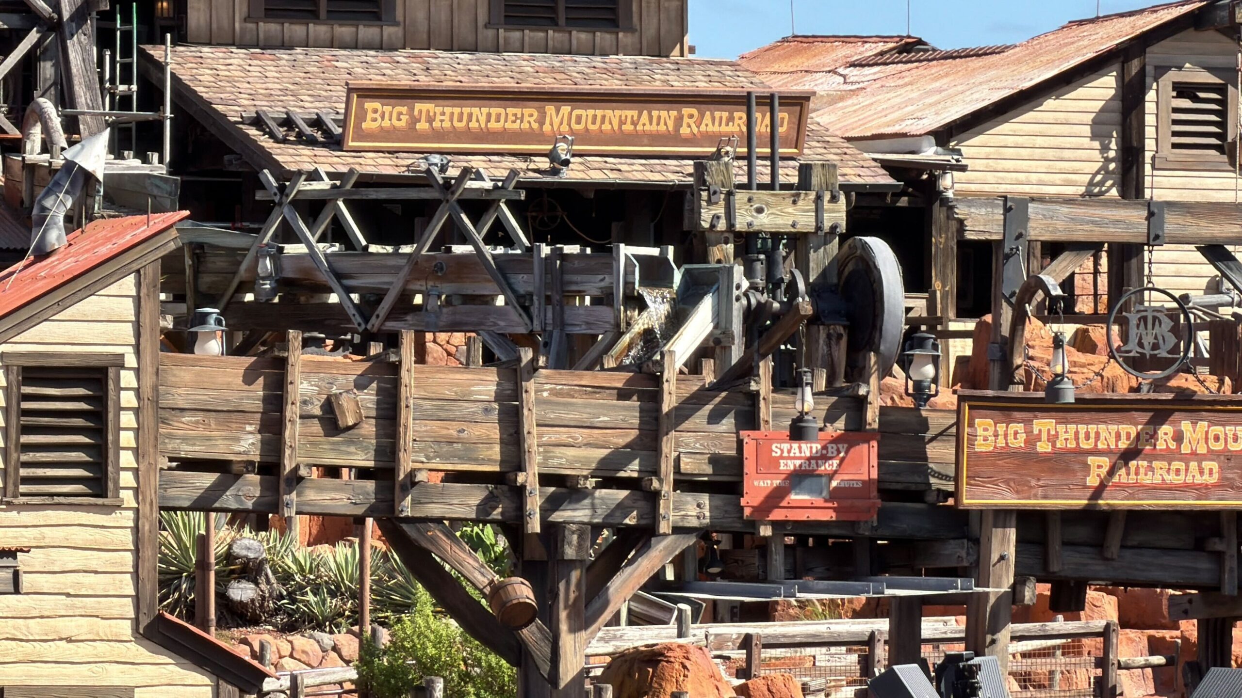 Water runs through troughs near the Big Thunder Mountain Railroad entrance. This is just one of many effects crews have been testing in recent weeks, including geysers and steam