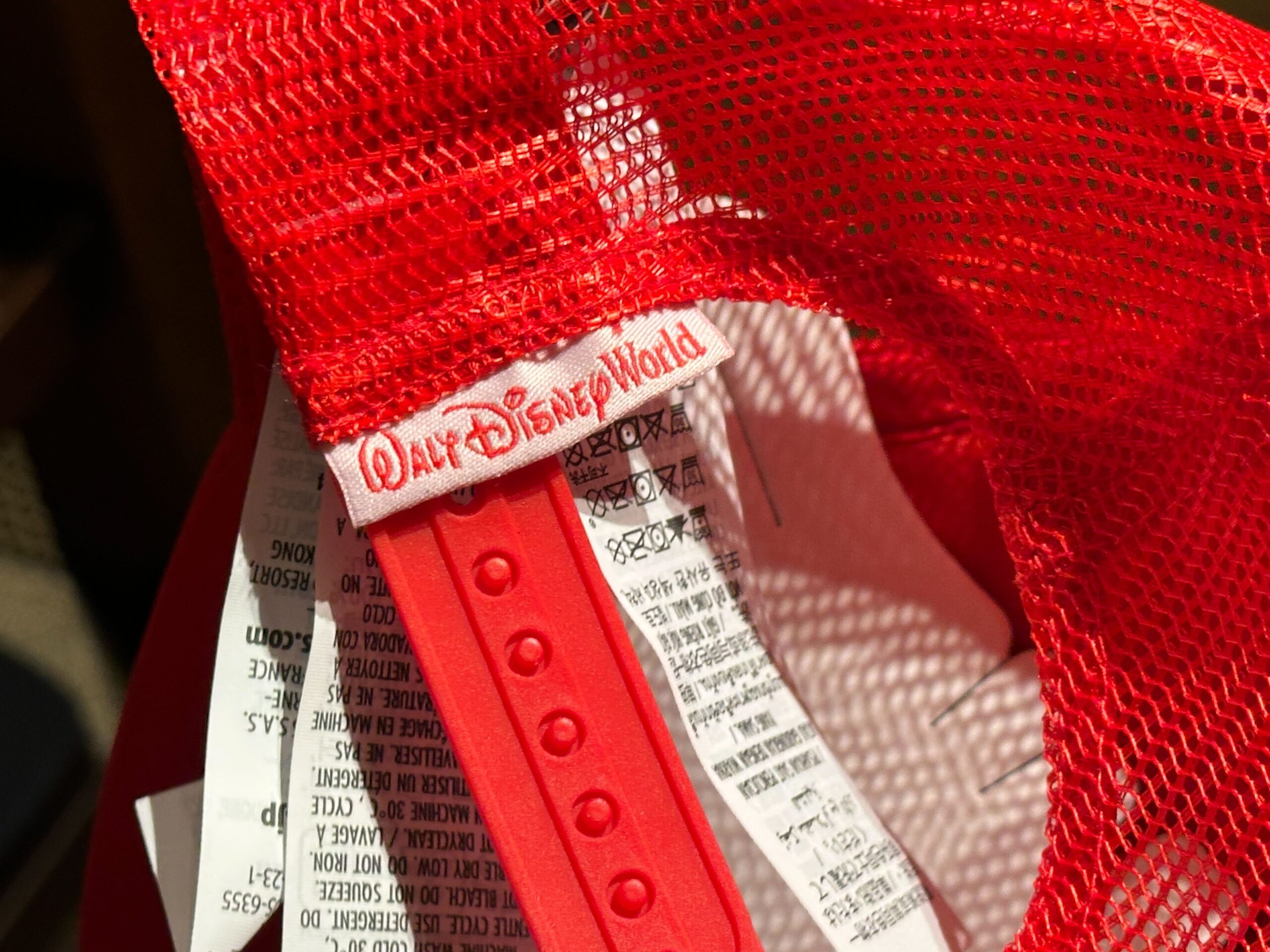 Back of Disney World Icons Red Trucker Hat.
