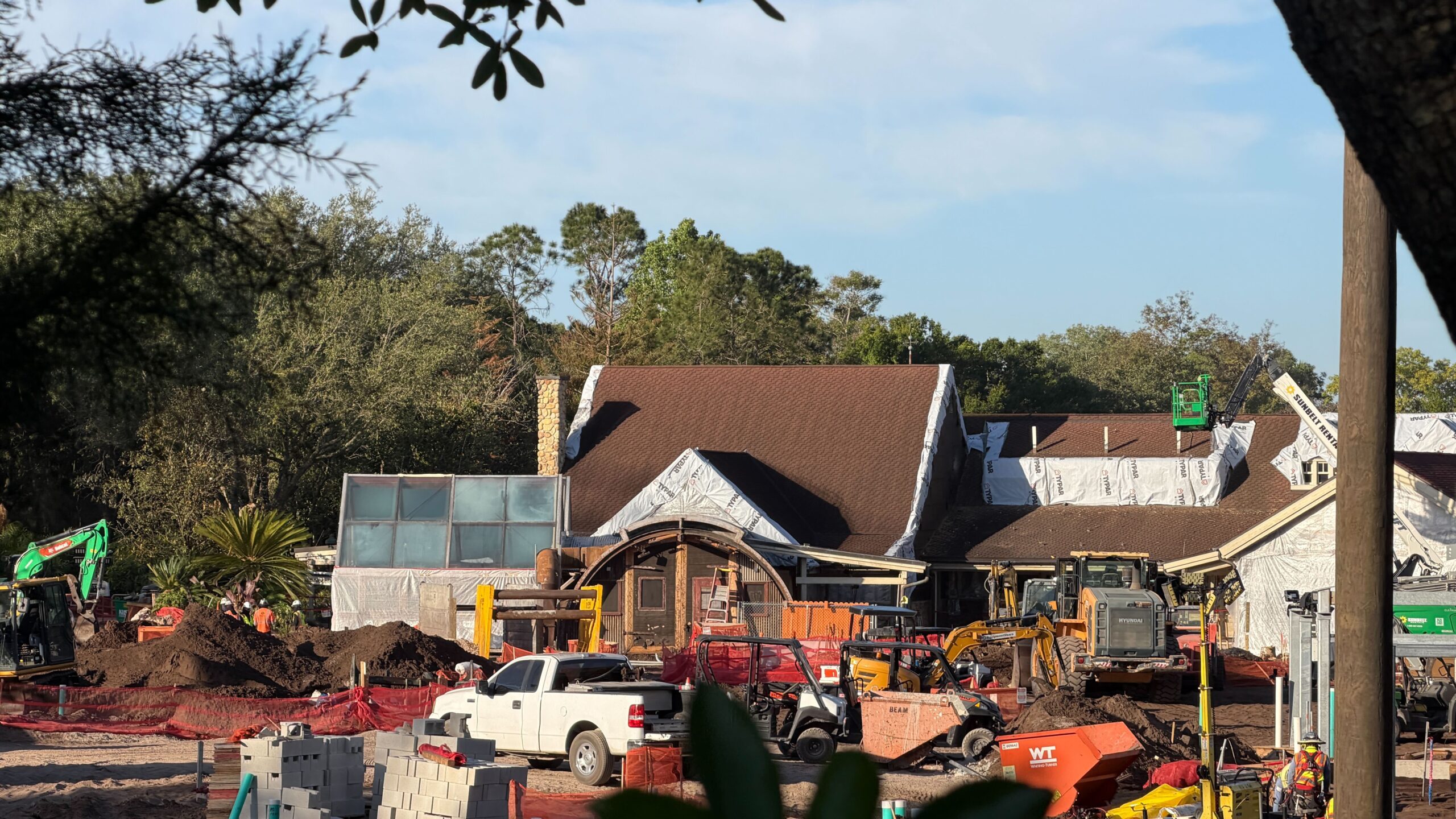 As we reported earlier this week, crews are removing roofing from Restaurantosaurus, which will become a hacienda restaurant. Much of the ground in front of Restaurantosaurus has been excavated, potentially for the land's new fountain and surrounding trees, which you can see in the concept art below.