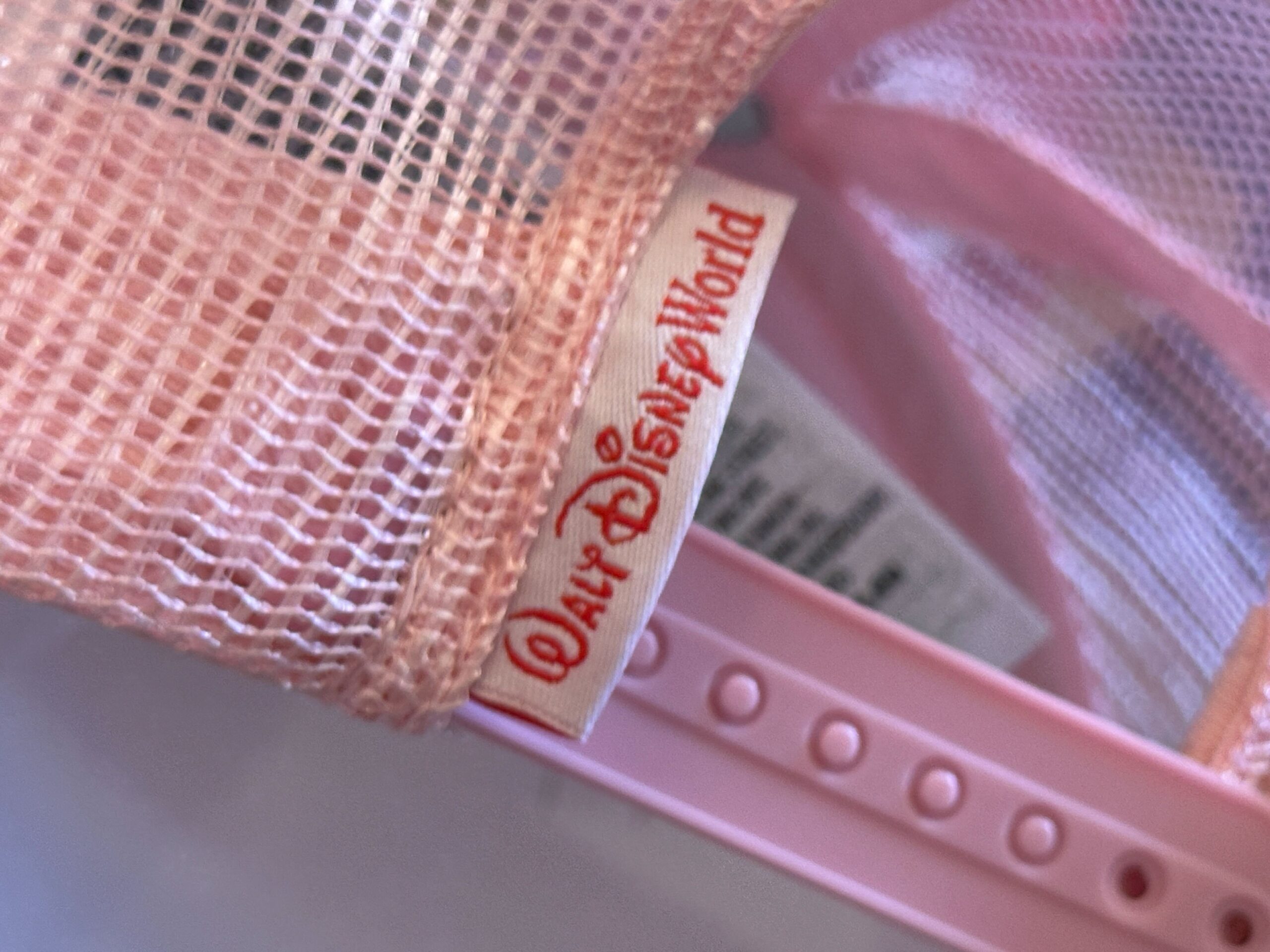 Back of Disney World Icons Pink Trucker Hat.