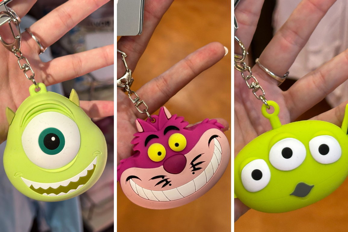 New silicone keychains themed to various Disney characters now available at Disney Springs at Walt Disney World.