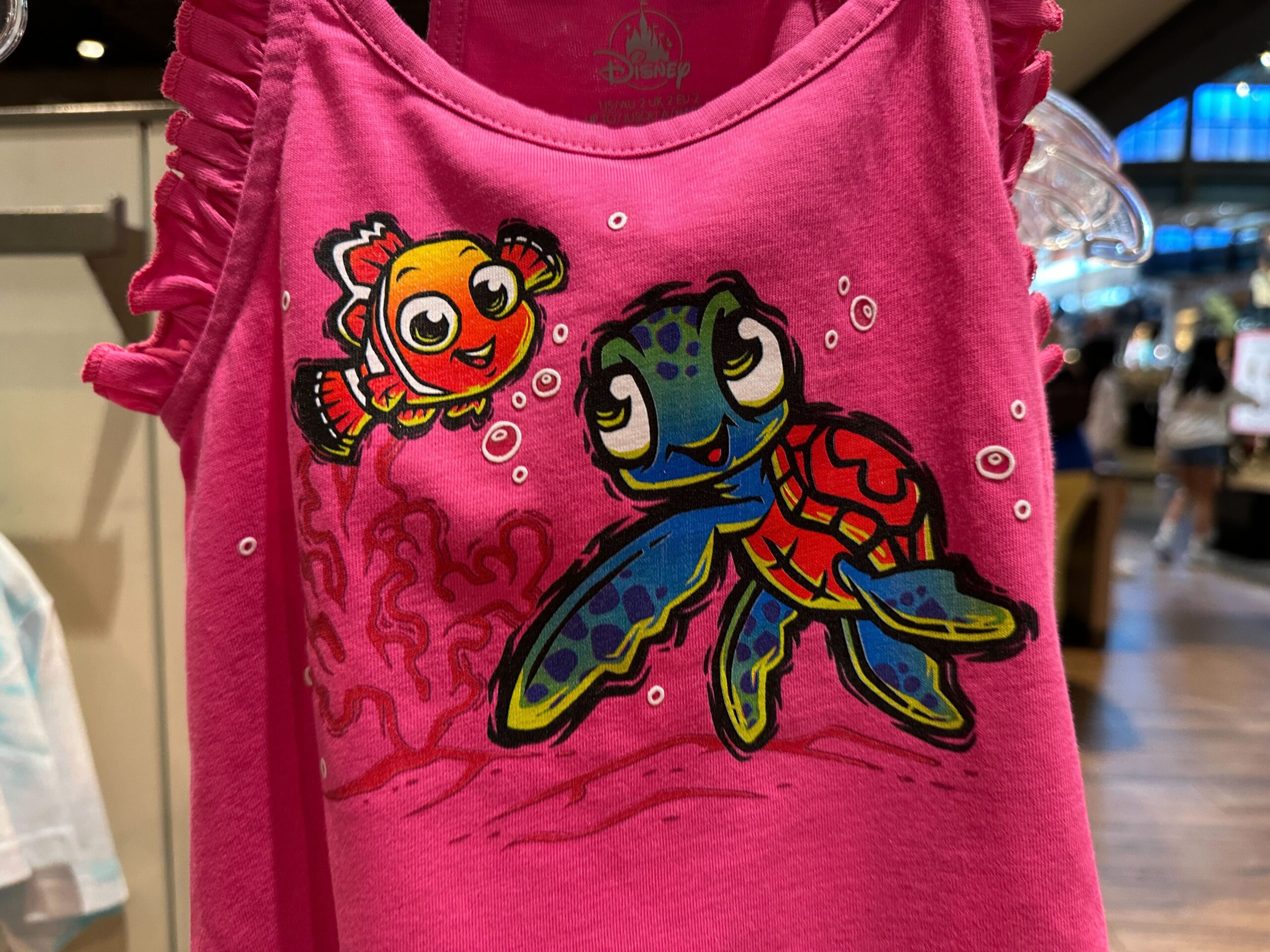 Close-up of the front of the Finding Nemo tank top.