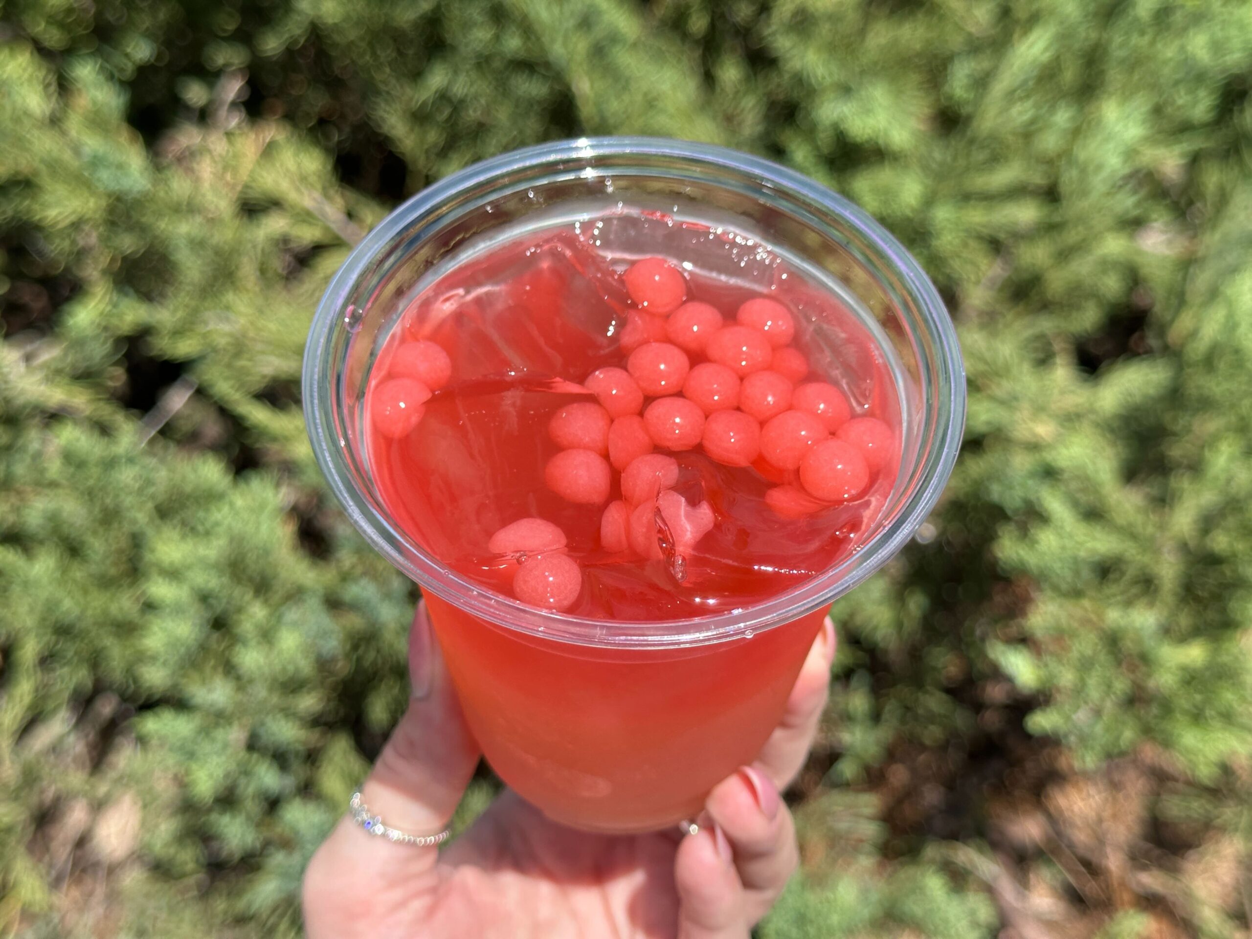 Top-down view of Kabuki Energy boba drink.
