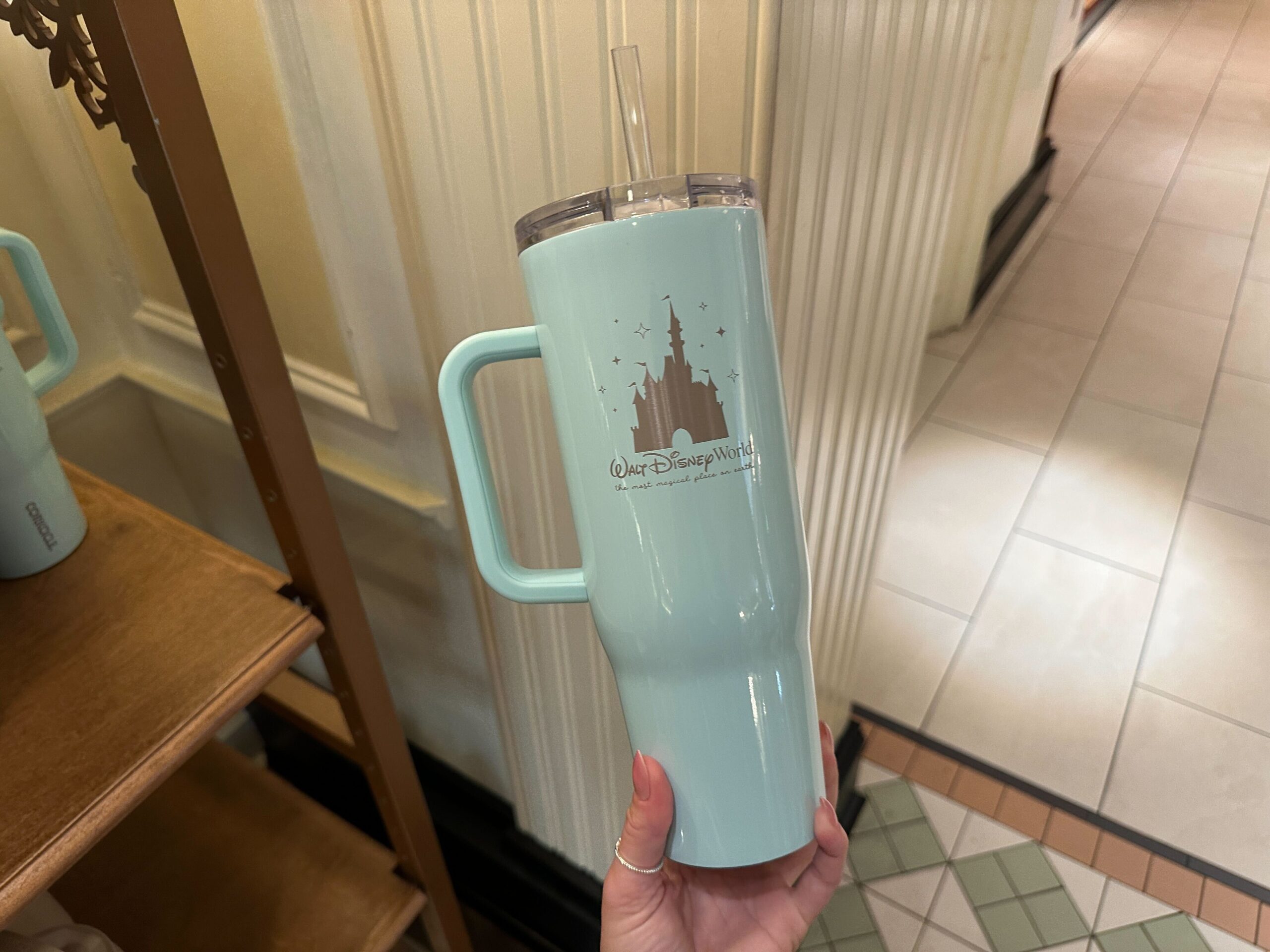 Back of Corkcicle Aqua Walt Disney World Tumbler.