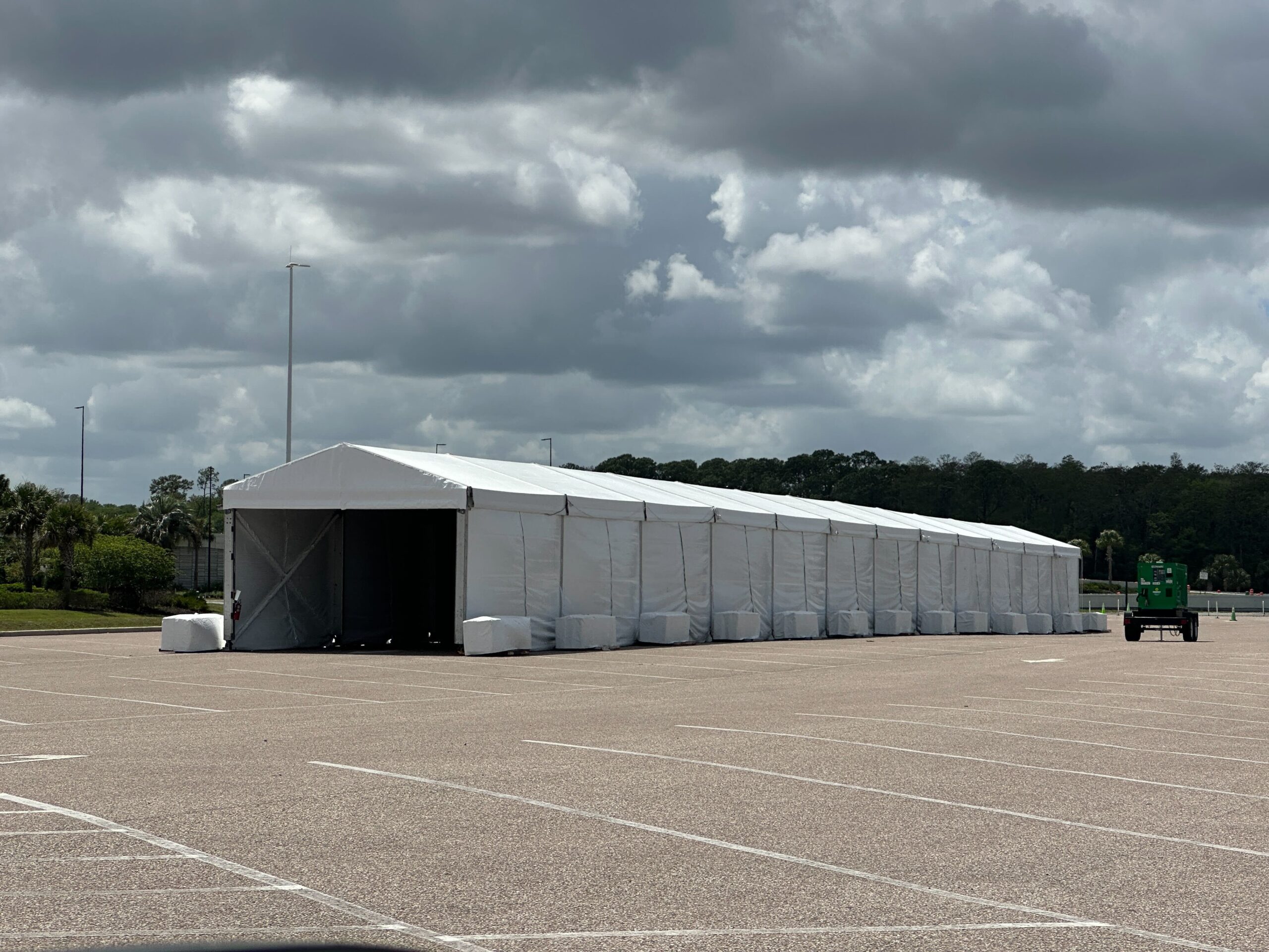 Tram Cleaning Tent Returns to Magic Kingdom Parking Lot