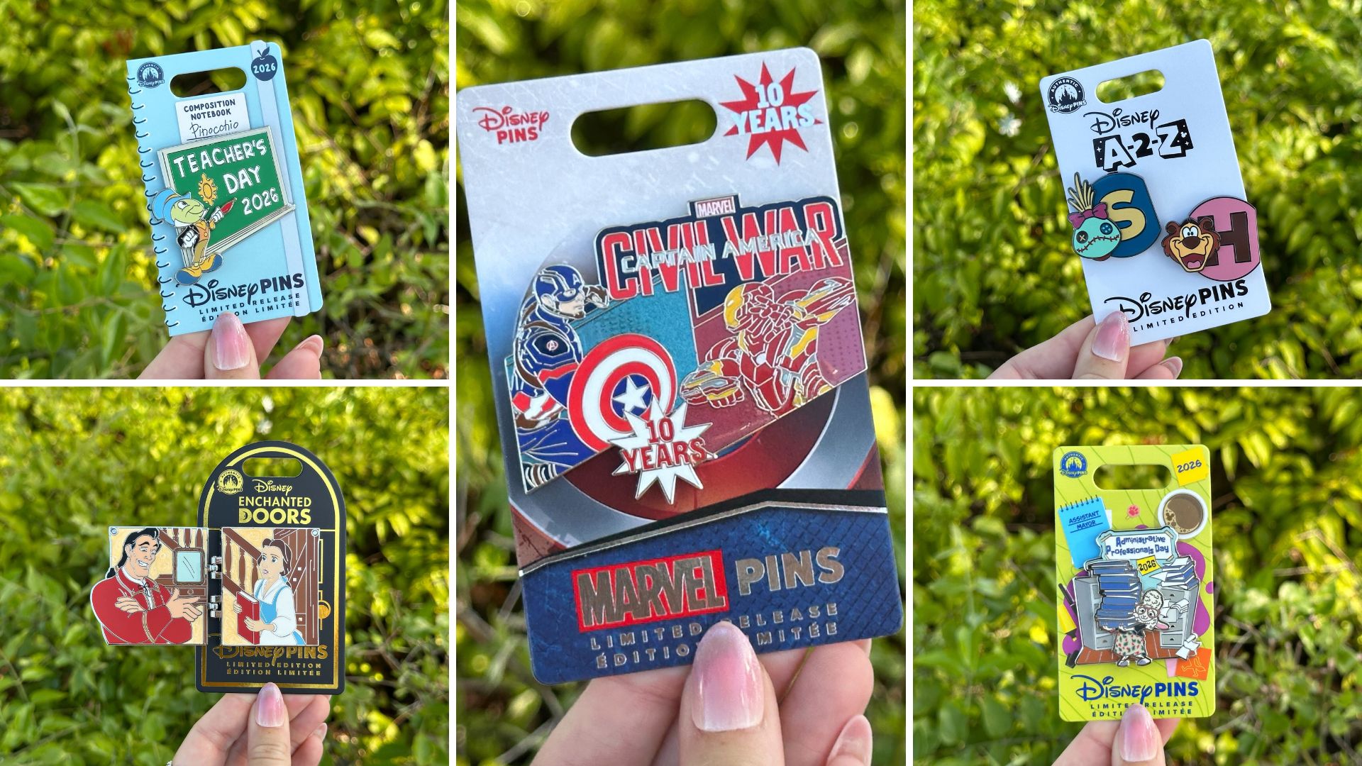 Disney World Pin Tuesday: Teacher’s Day, Belle & Gaston, ‘Captain America: Civil War’ 10th Anniversary