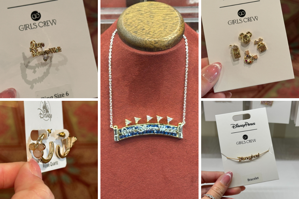 New Rebecca Hook and Girls Crew jewelry now available at Walt Disney World. They include new necklaces, earrings, and rings.