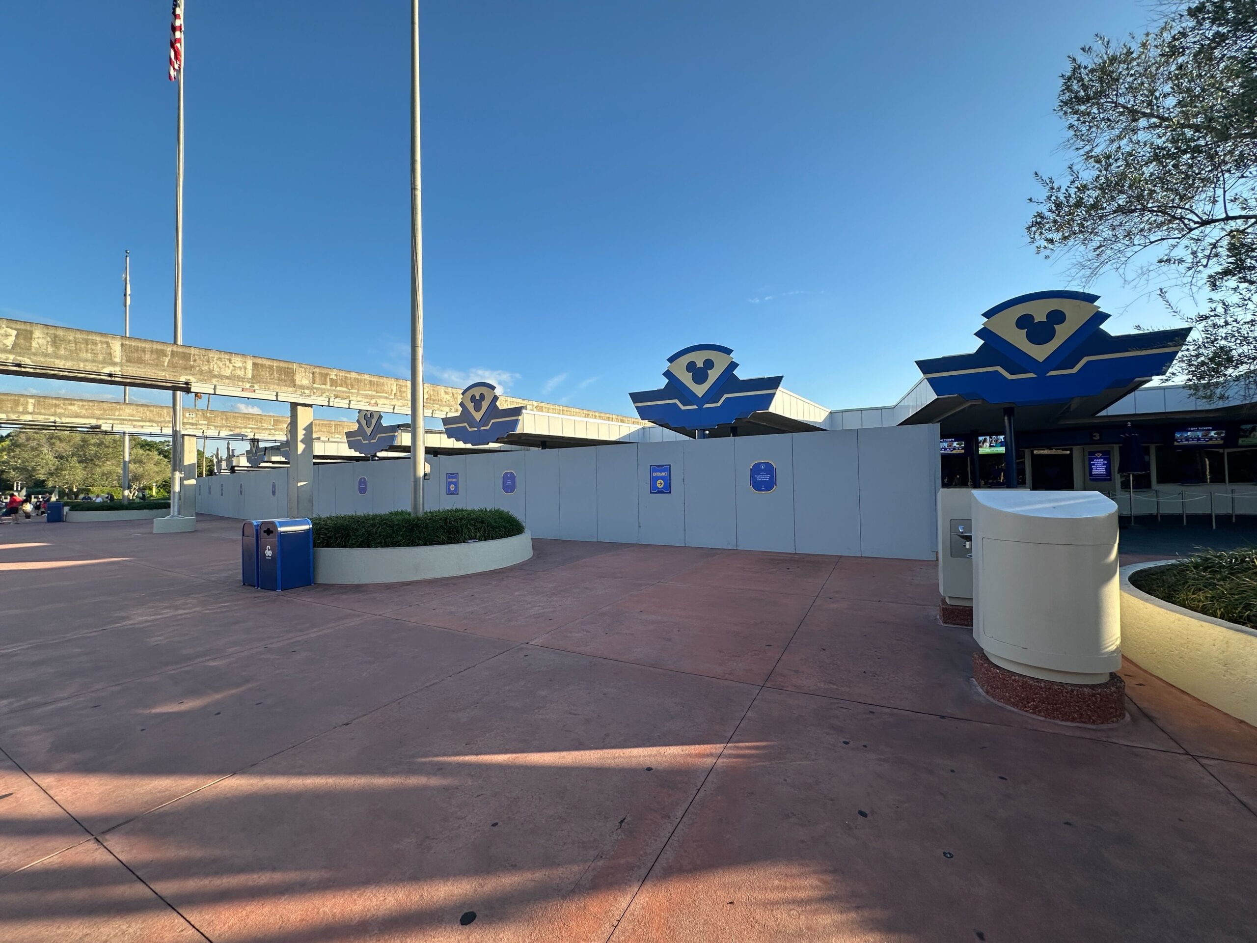 Construction Walls Return to Transportation and Ticket Center at Disney World