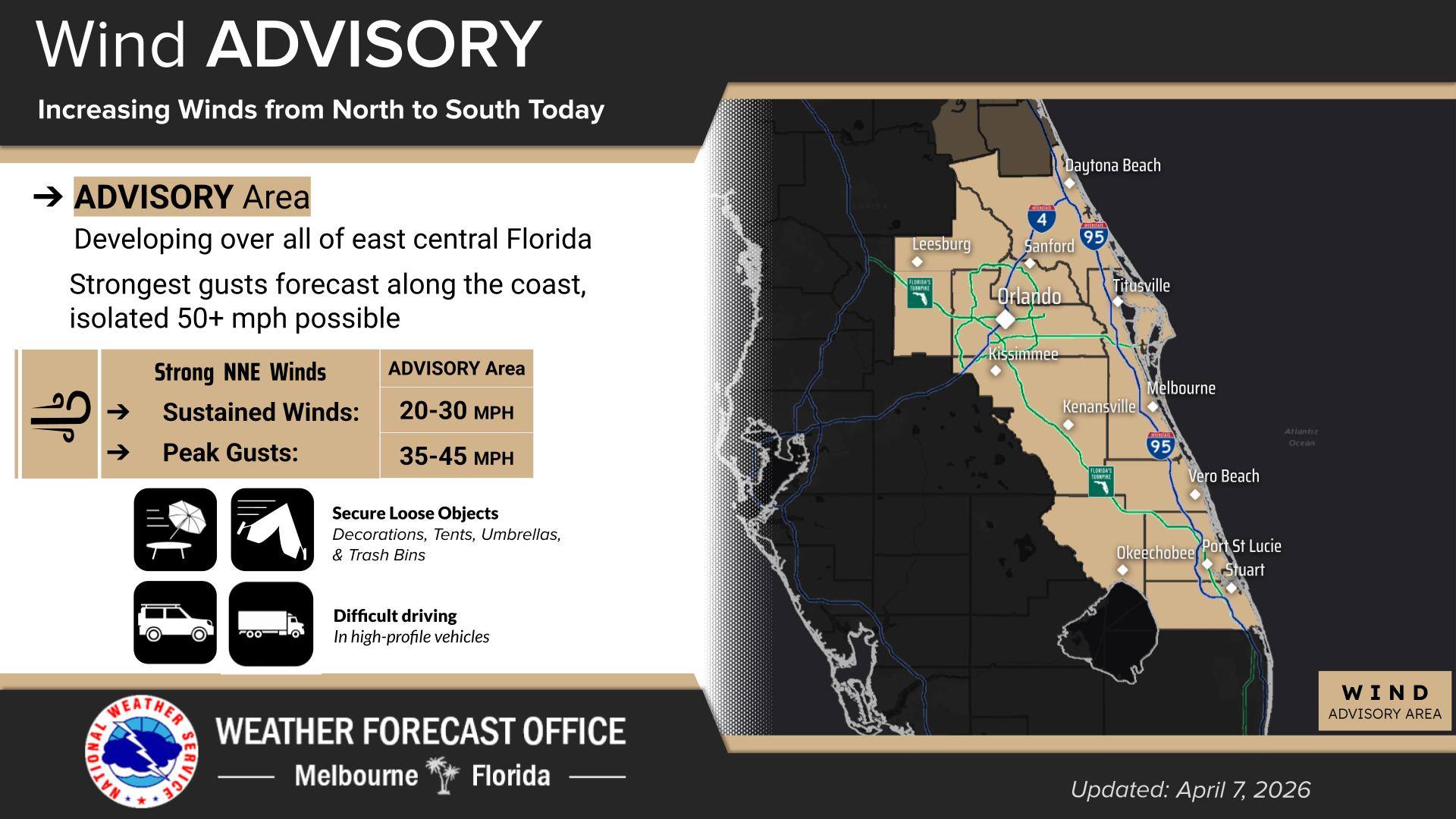Wind Advisory Issued for Walt Disney World & Universal Orlando, Gusts Up to 45 MPH