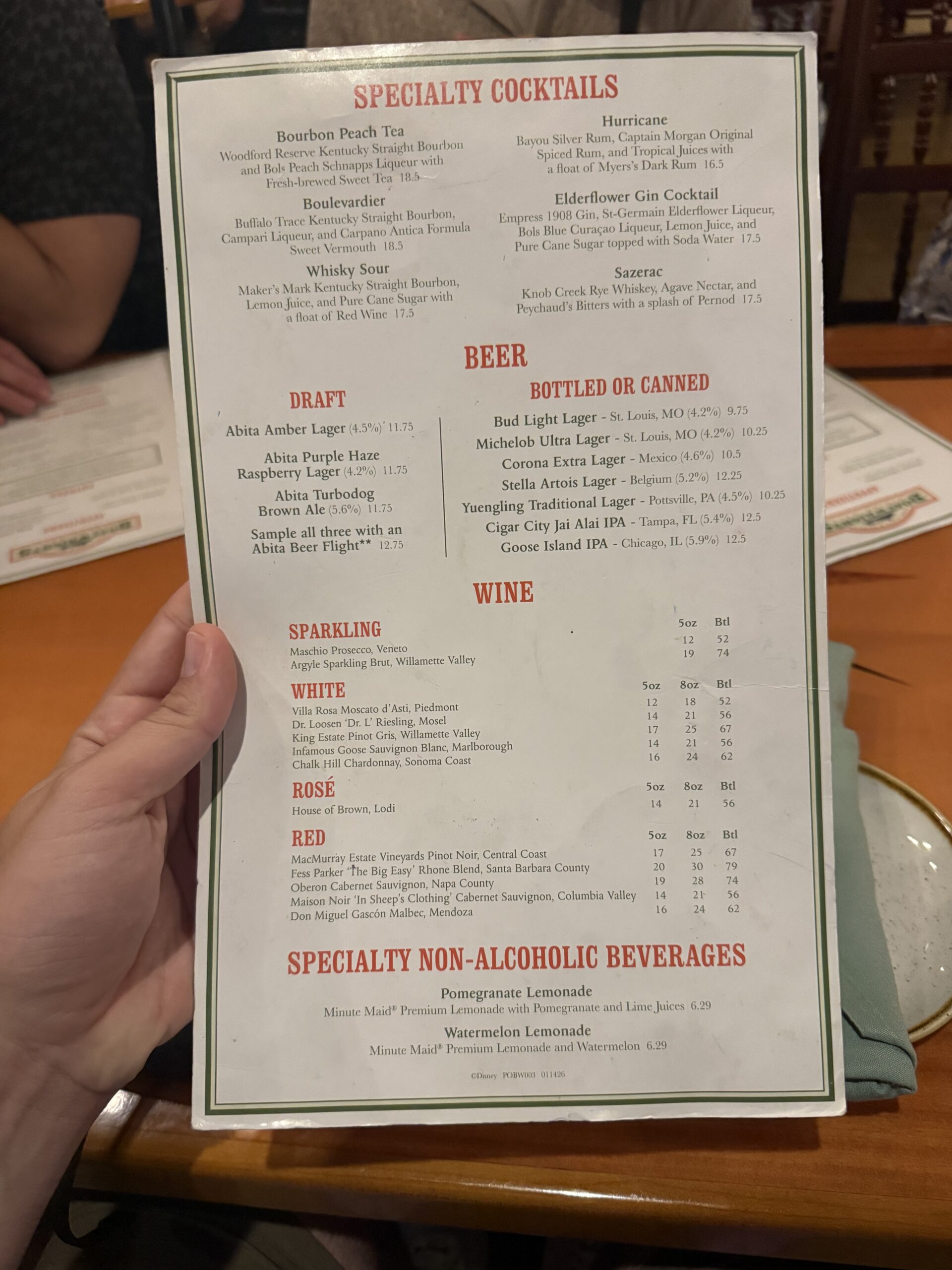 Port Orleans Riverside new menu, updated as of 2026