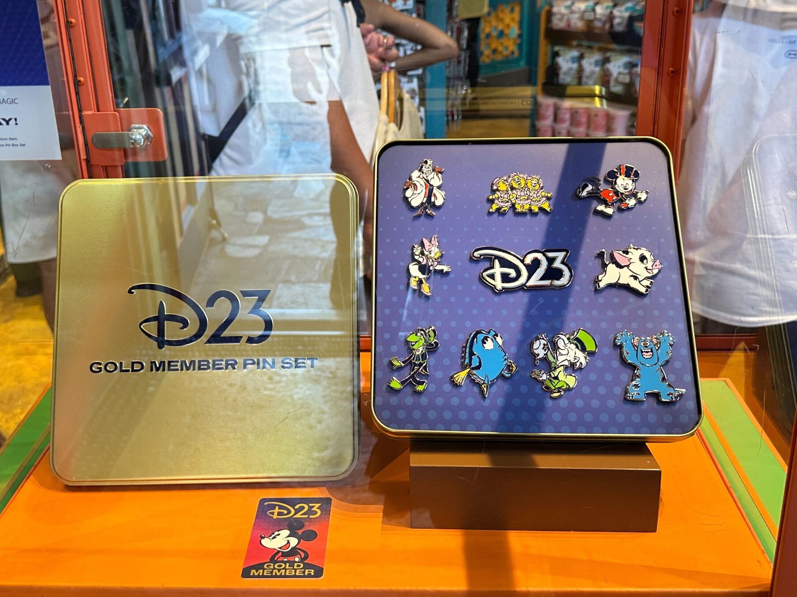 Meanwhile, over at Island Mercantile in Animal Kingdom, guests can see the D23 pin set, which is a different gift item that members can choose this year. This exclusive pin set comes with ten pins: