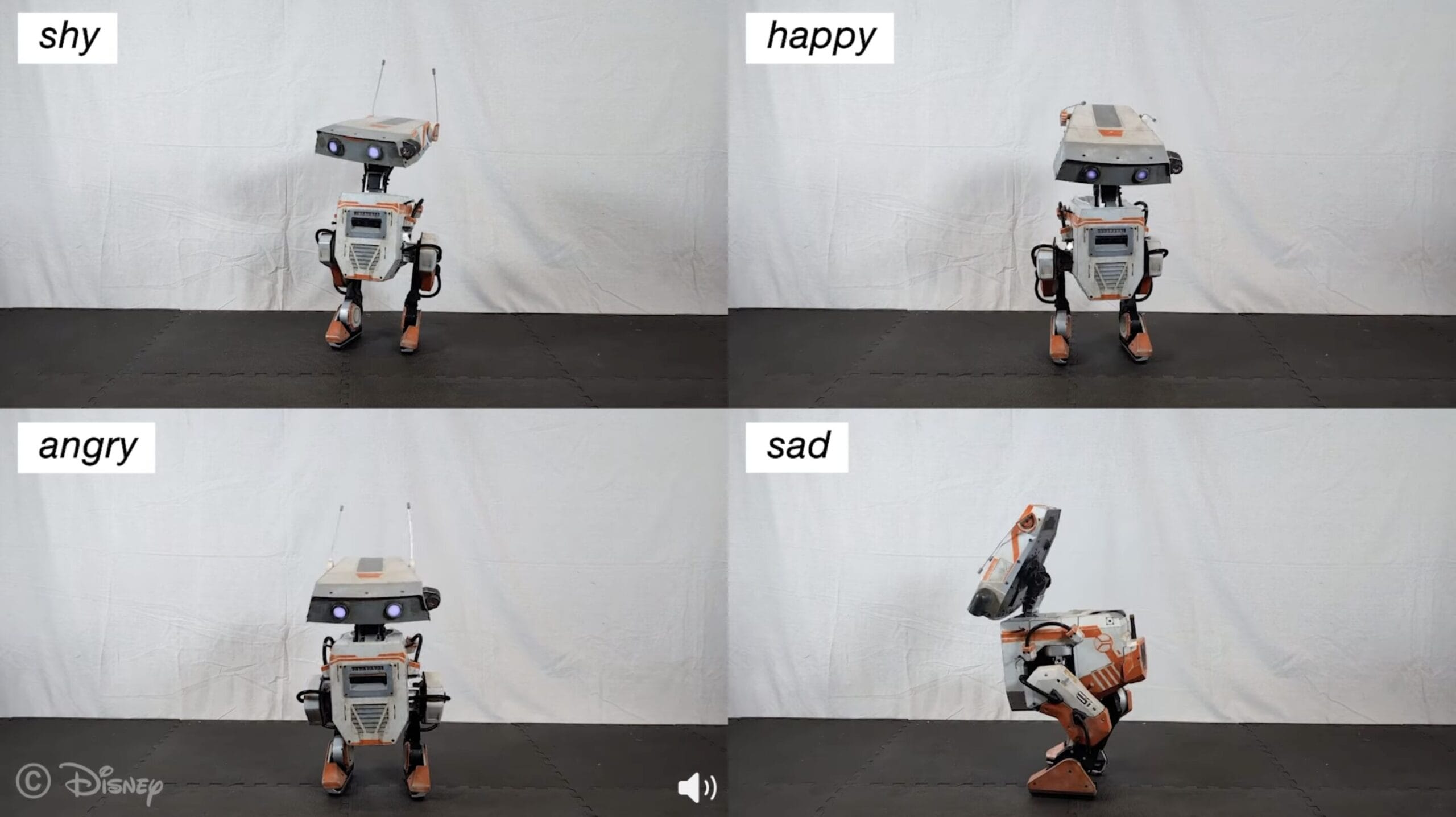 Moods of the BDX droids.