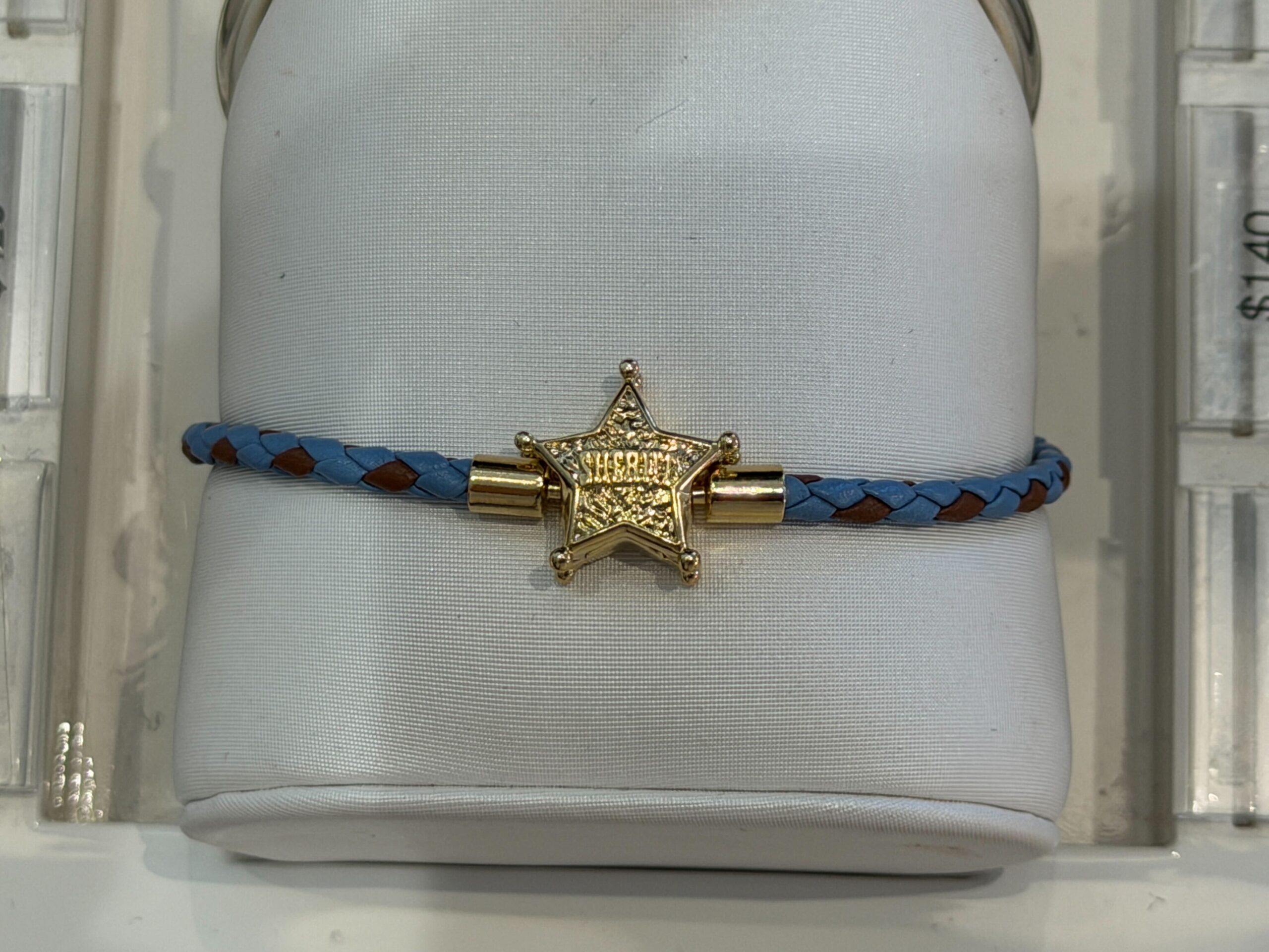 Front of Pandora Woody Sheriff Badge Bracelet.