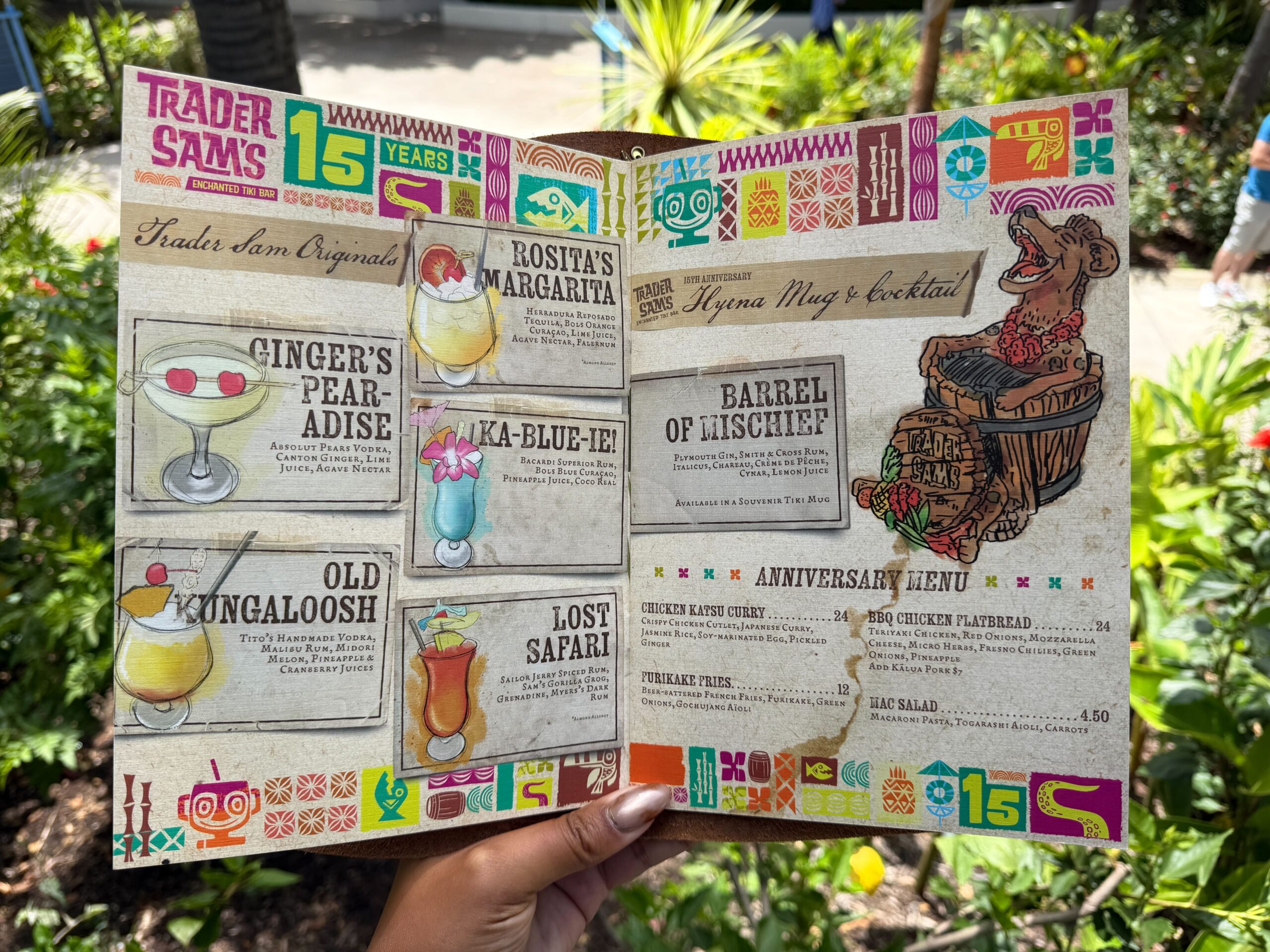 Disneyland Hotel Trader Sam's tiki bar menu.