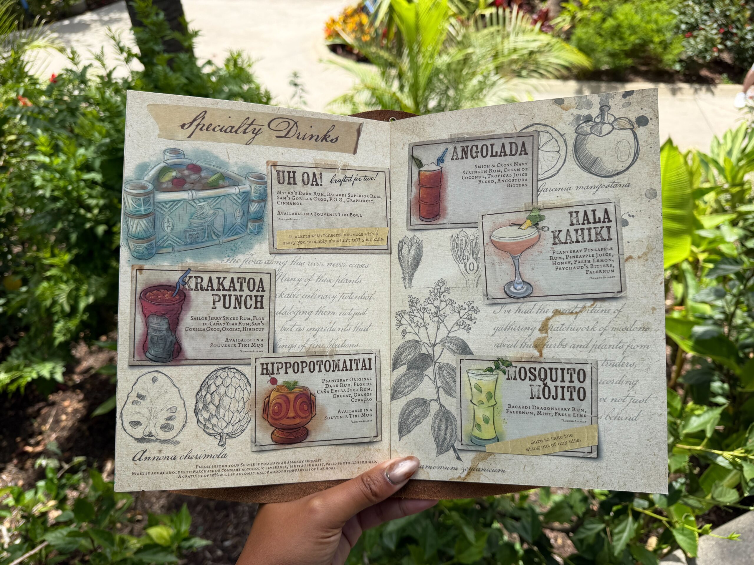 Disneyland Hotel Trader Sam's tiki bar menu.